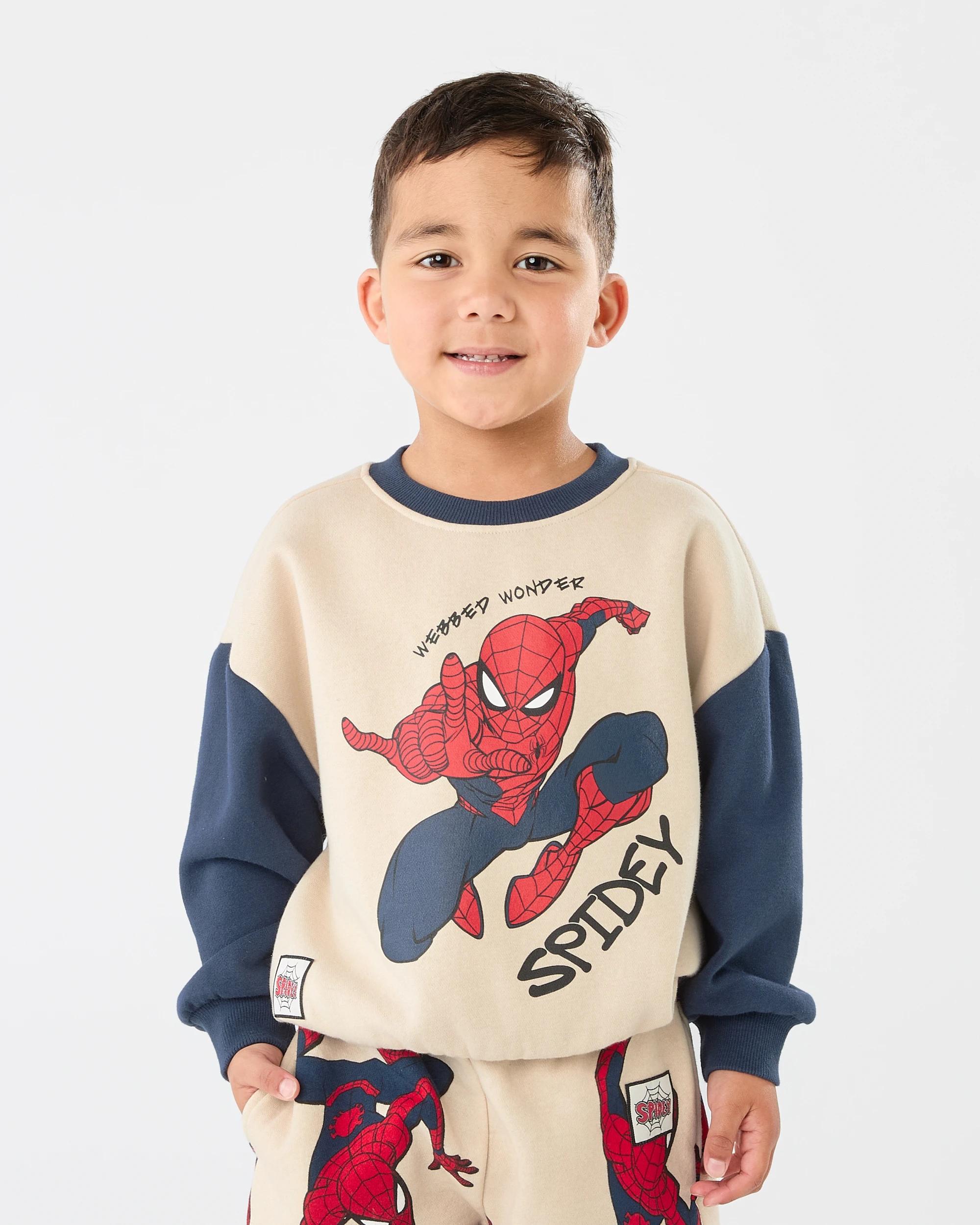 1 Spider-Man License Oversized Print Crew Neck Sweatshirt Spiderman, 1 of 8