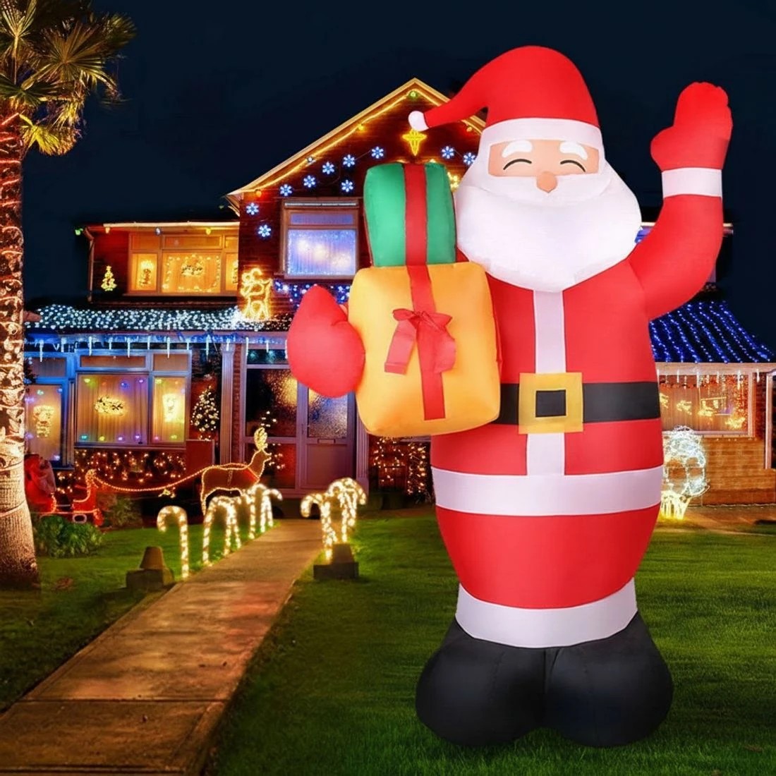 1 Jingle Jollys Christmas Inflatable Santa 2.4M Illuminated Decorations - Multi, 1 of 7