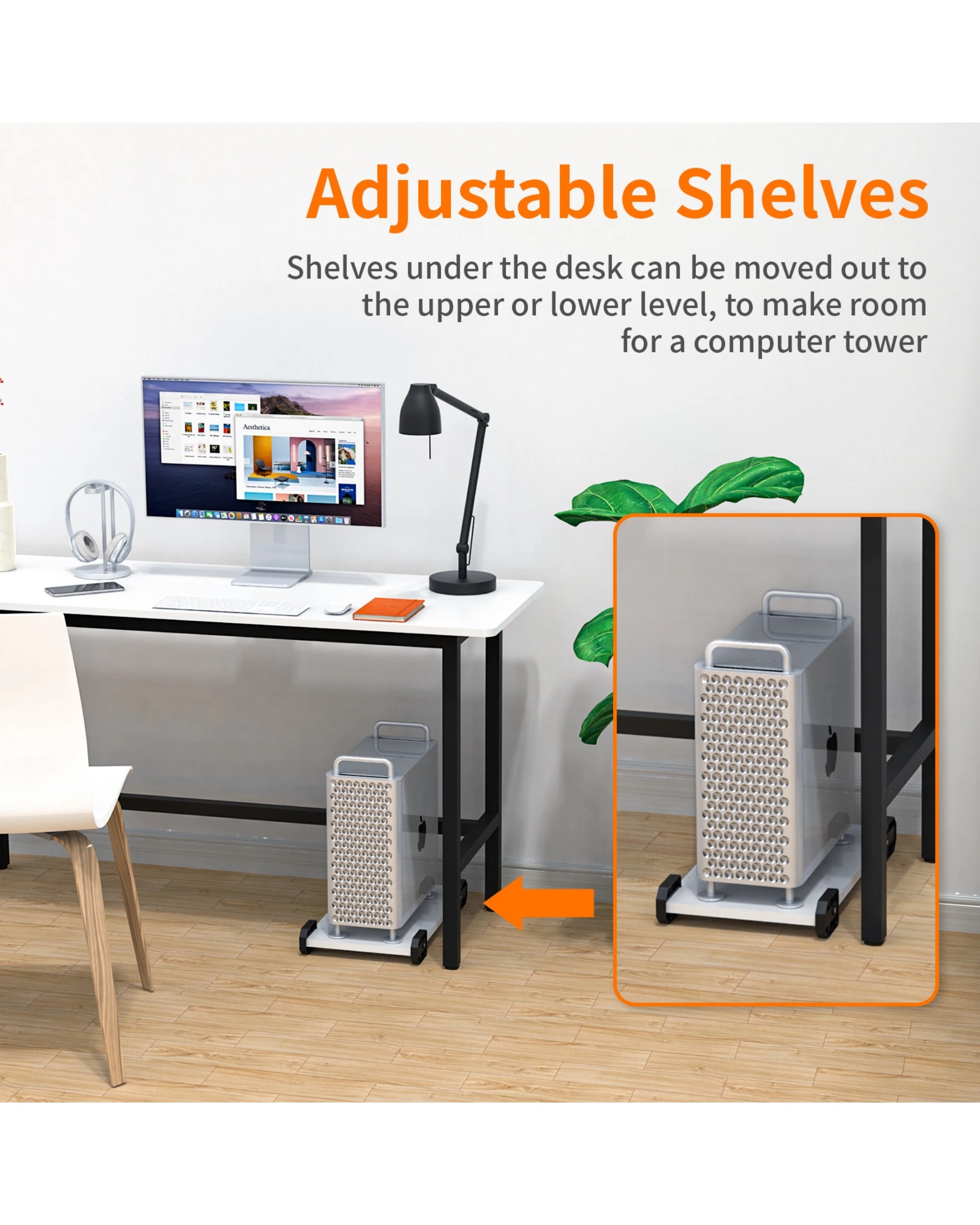 5 Advwin L Shaped Corner Desk With Laptop Stand Workstation, 5 of 8