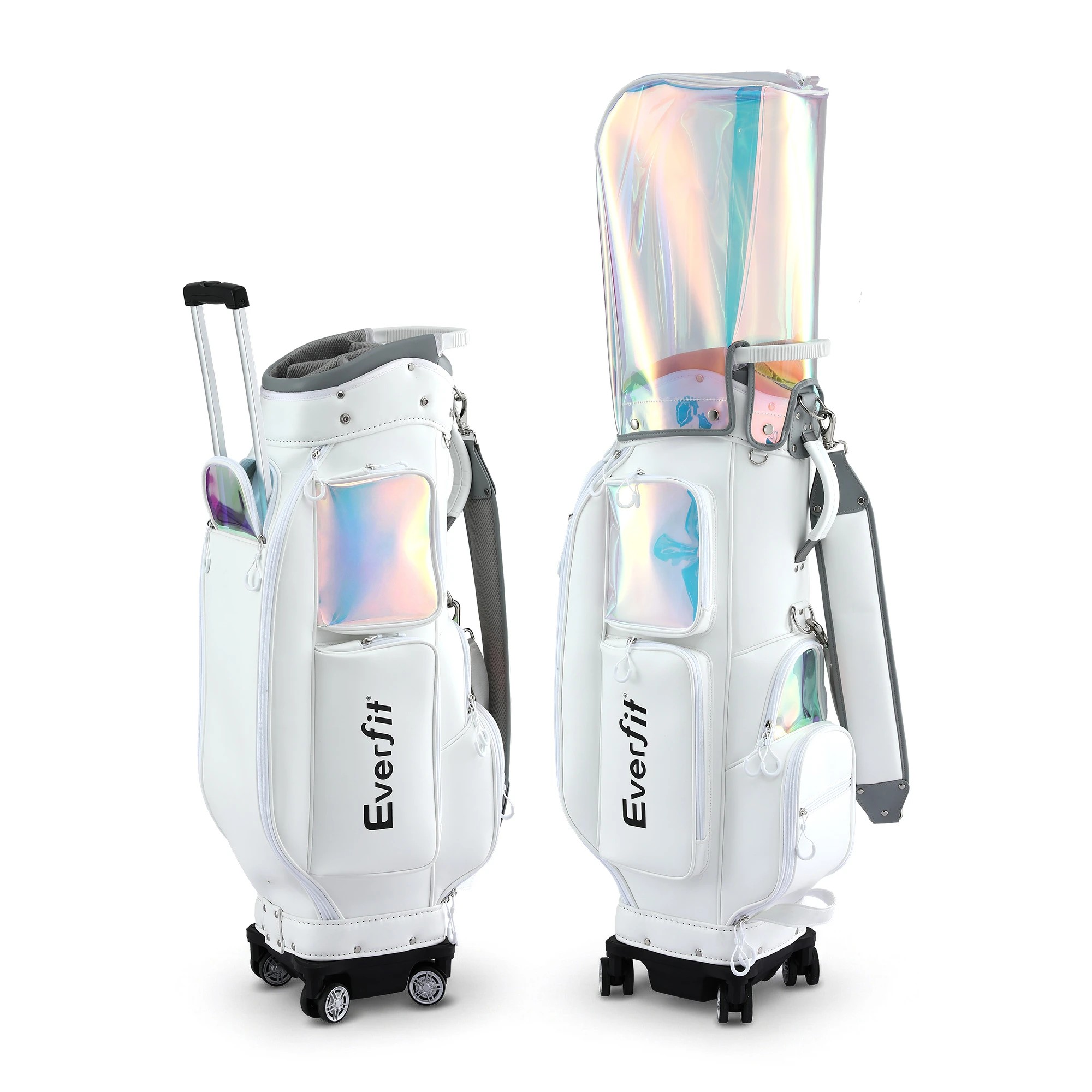 1 Everfit Golf Cart Bag 5-Way Divider 4 Spinner Wheels Cooler Pocket Rain Hood Synthetic Leather - Multi, 1 of 3