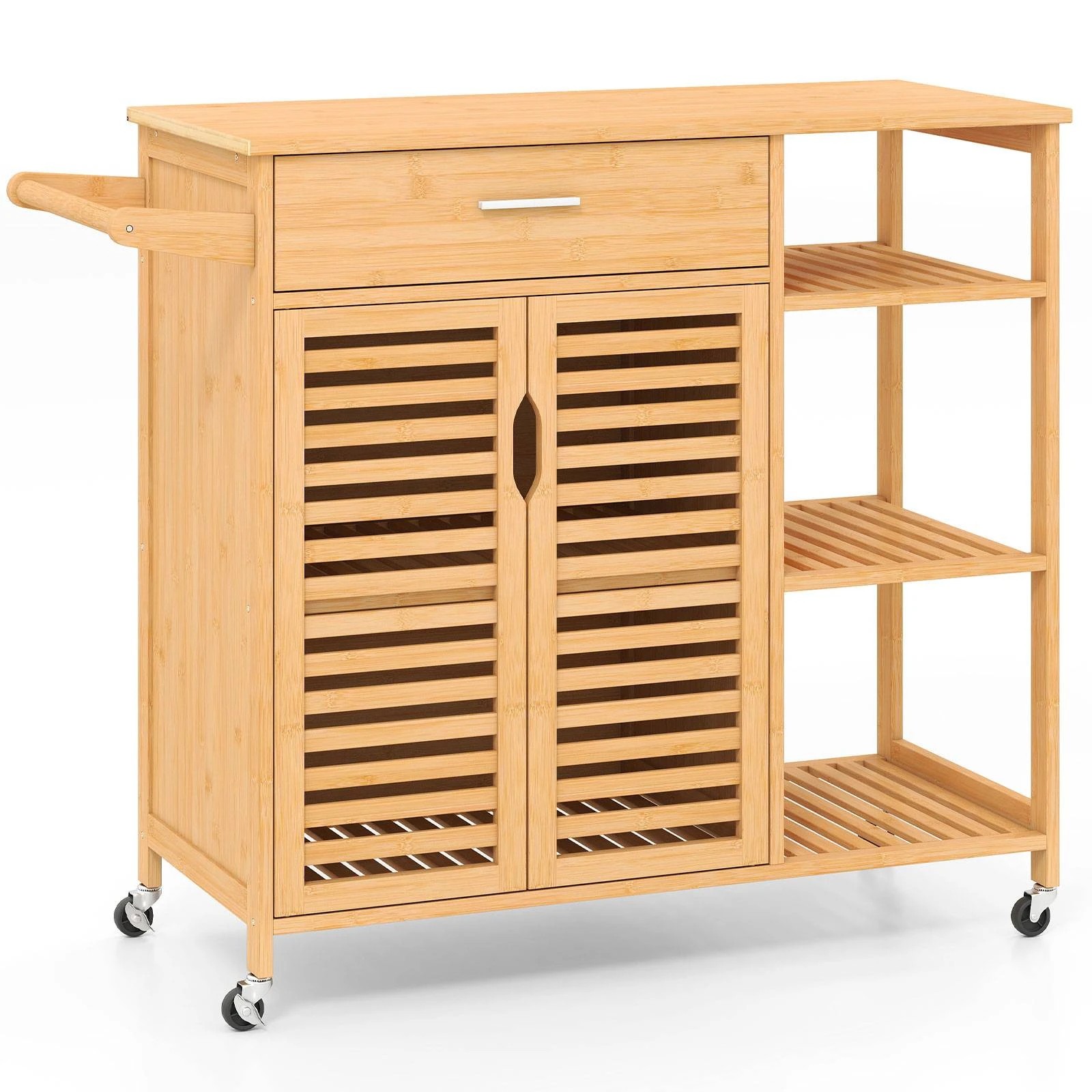 1 Costway Kitchen Island Trolley Cart Natural Look, 1 of 4