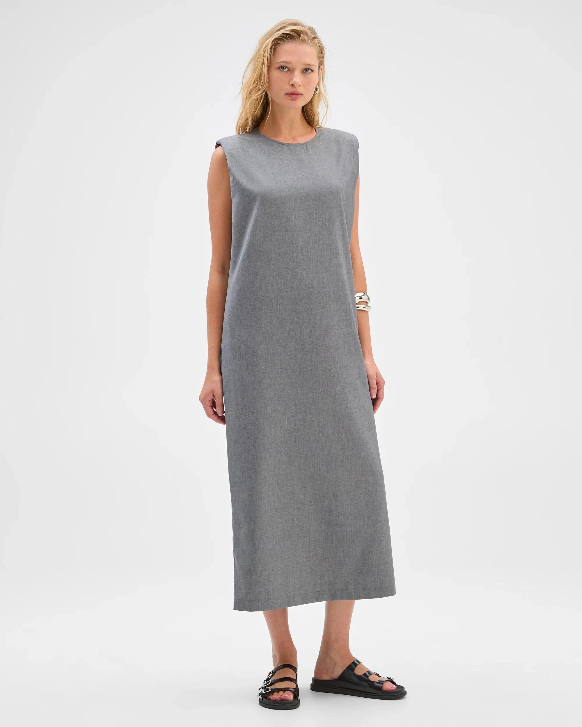 1 Preview Sleeveless Midi Length Column Dress GREY, 1 of 7