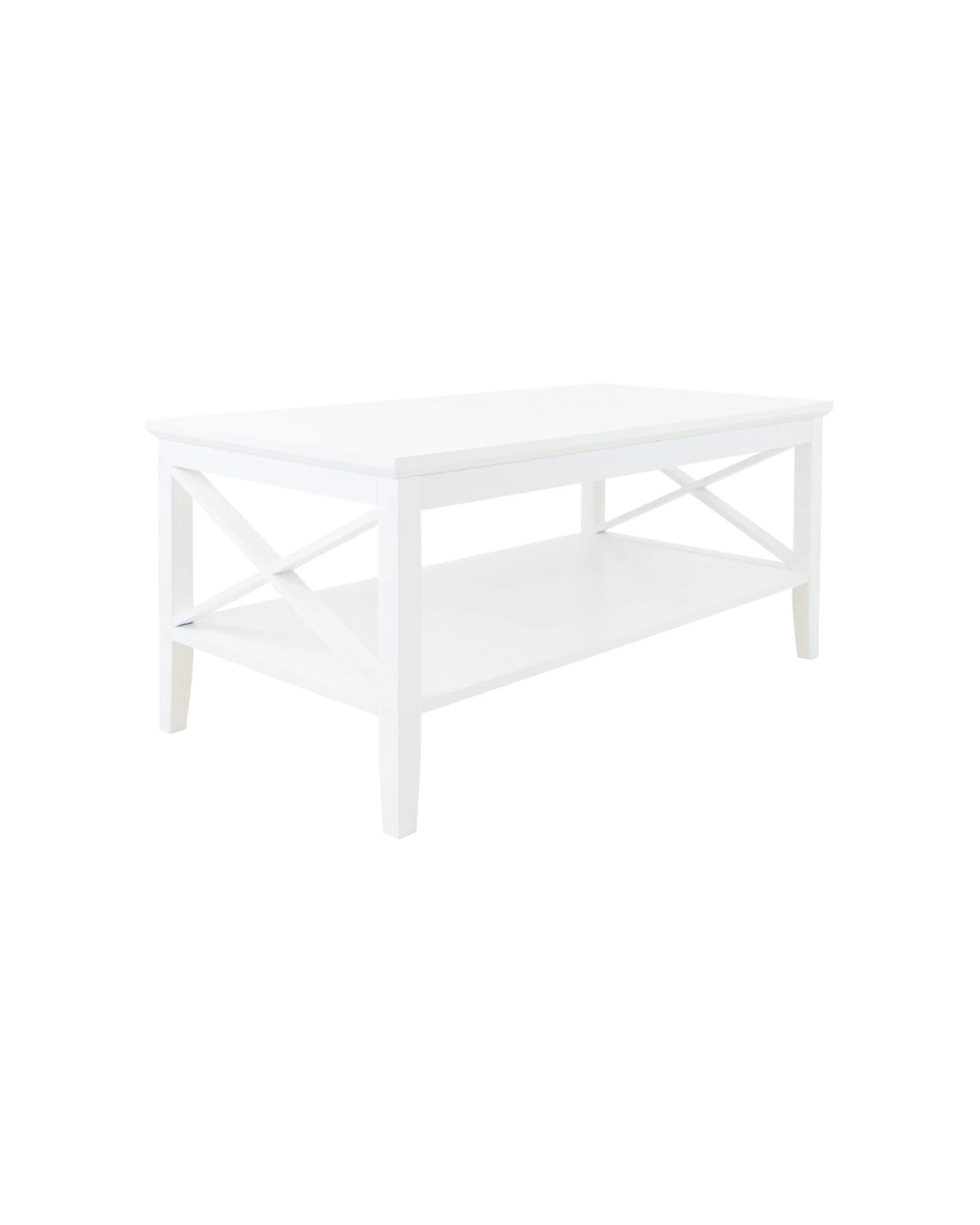 3 Alpine Bay Long Island Rectangular Coffee Table 1 Shelf Matte Storage Unit - White, 3 of 5