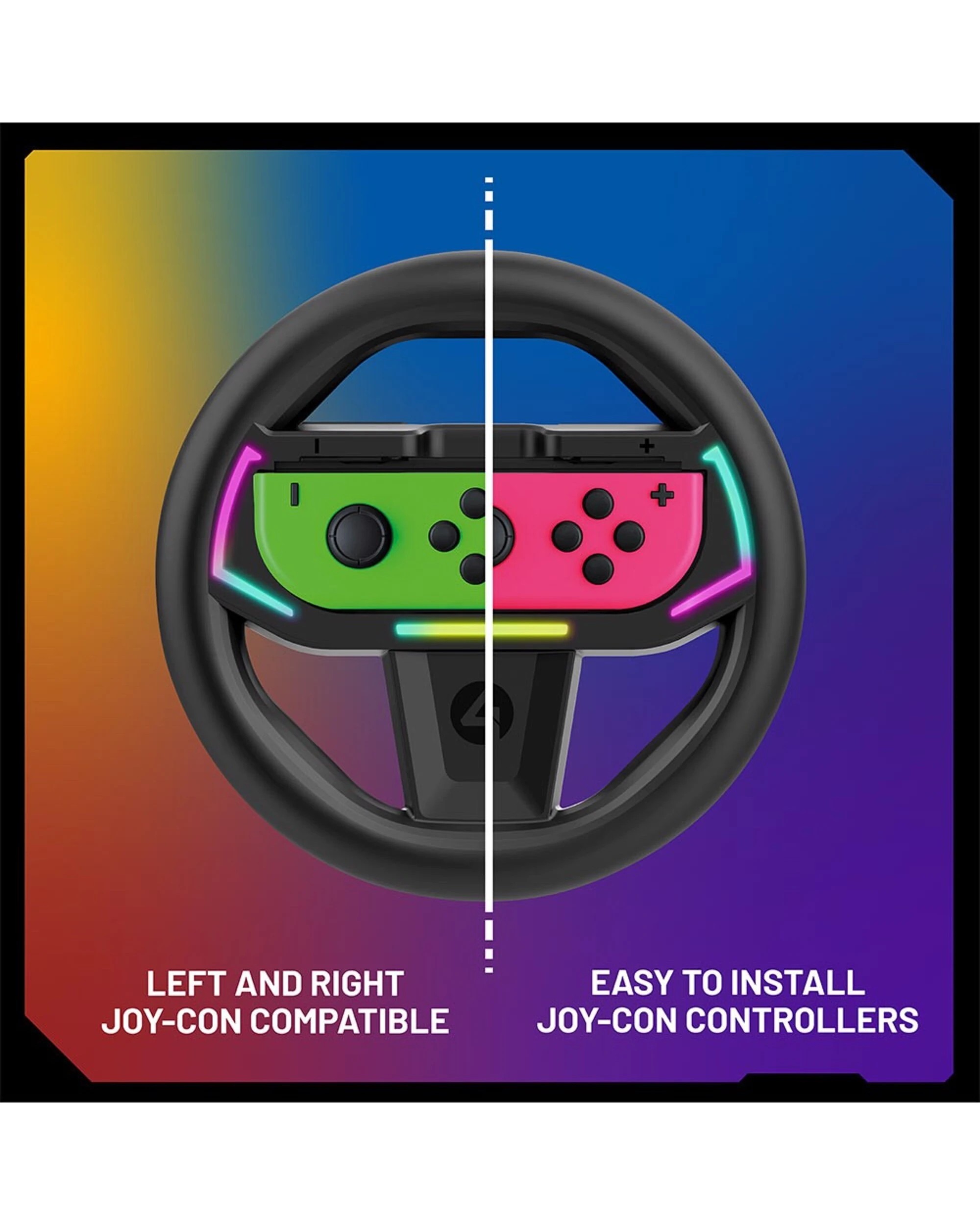 5 4Gamers Joy-Con Light Up Racing Wheel For Nintendo Switch & OLED - Black, 5 of 5