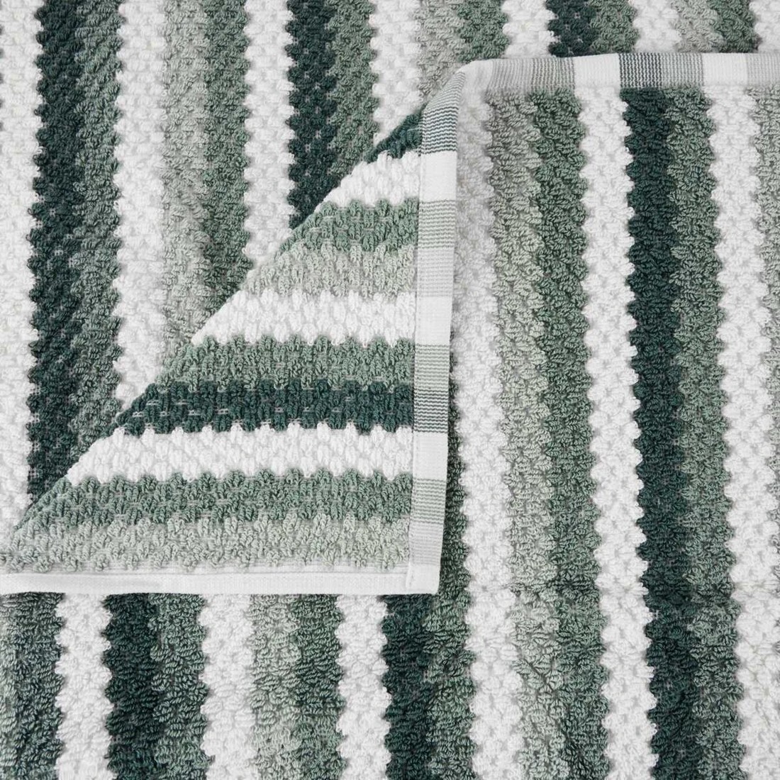 2 Multi Stripe Cotton Bath Towel - Teal, 2 of 6