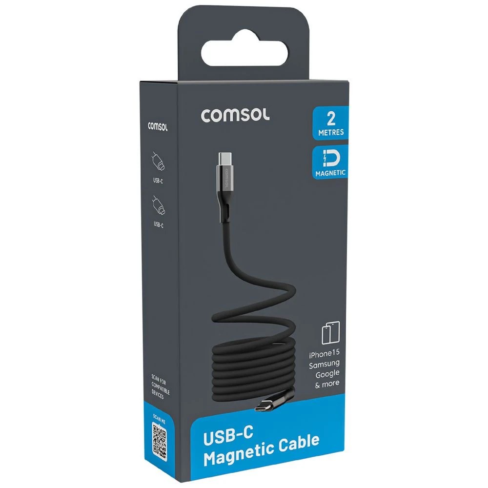 2 Comsol Magnetic USB-C Cable 2m Black, 2 of 4