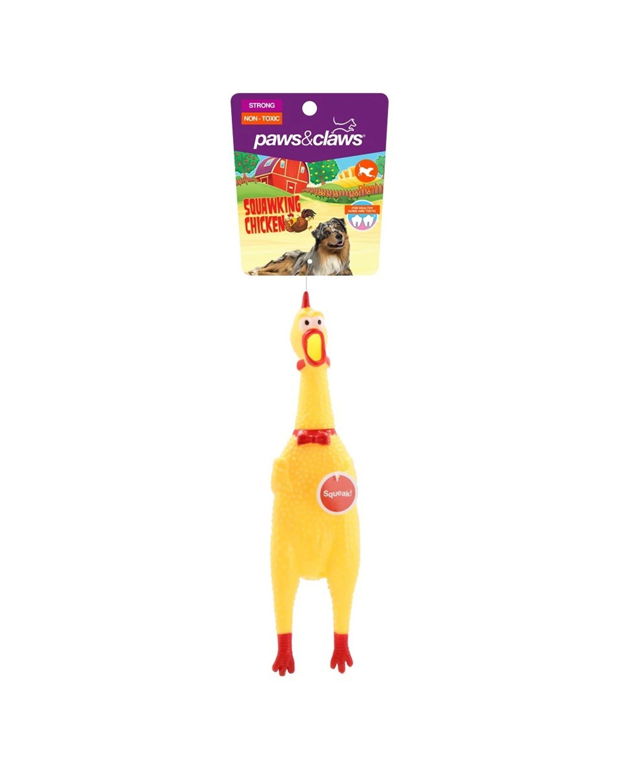 1 Paws And Claws 32cm Squawking Vinyl Rubber Chicken Dog Toy Chew Squeaking Yellow
 - Yellow, 1 of 2