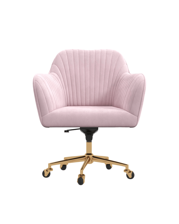 Casa Decor Arles Velvet Office Chair Mid Back Swivel Height Adjustable Blush - Pink