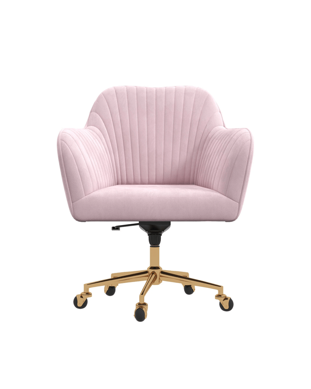 Casa Decor Arles Velvet Office Chair Mid Back Swivel Height Adjustable - Pink - 