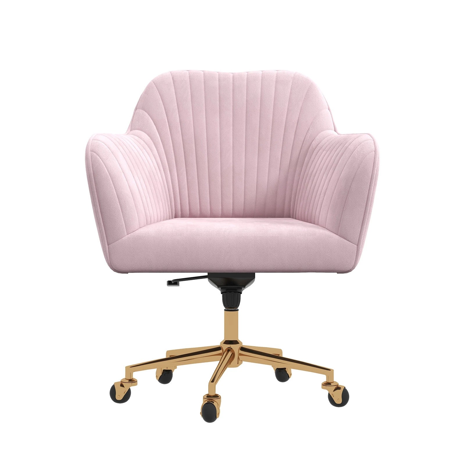 1 Casa Decor Arles Velvet Office Chair Mid Back Swivel Height Adjustable - Pink, 1 of 10