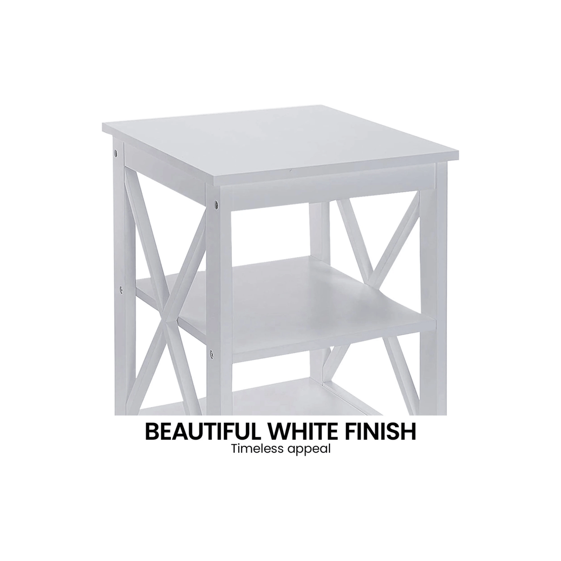 6 Sarantino Orson 2-tier Bedside Table - White, 6 of 8