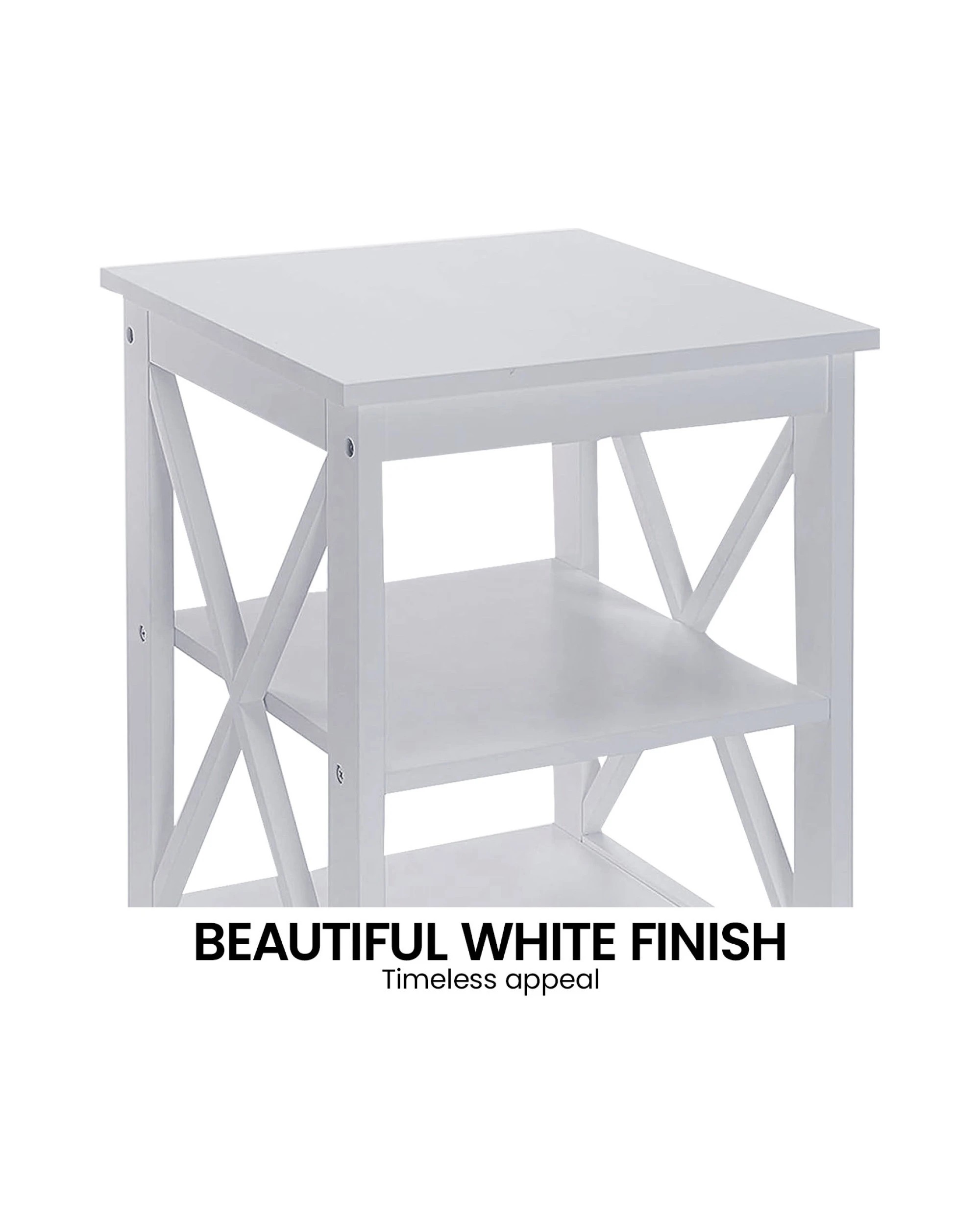 4 Sarantino Orson 2 Tier Bedside Table - White, 4 of 6
