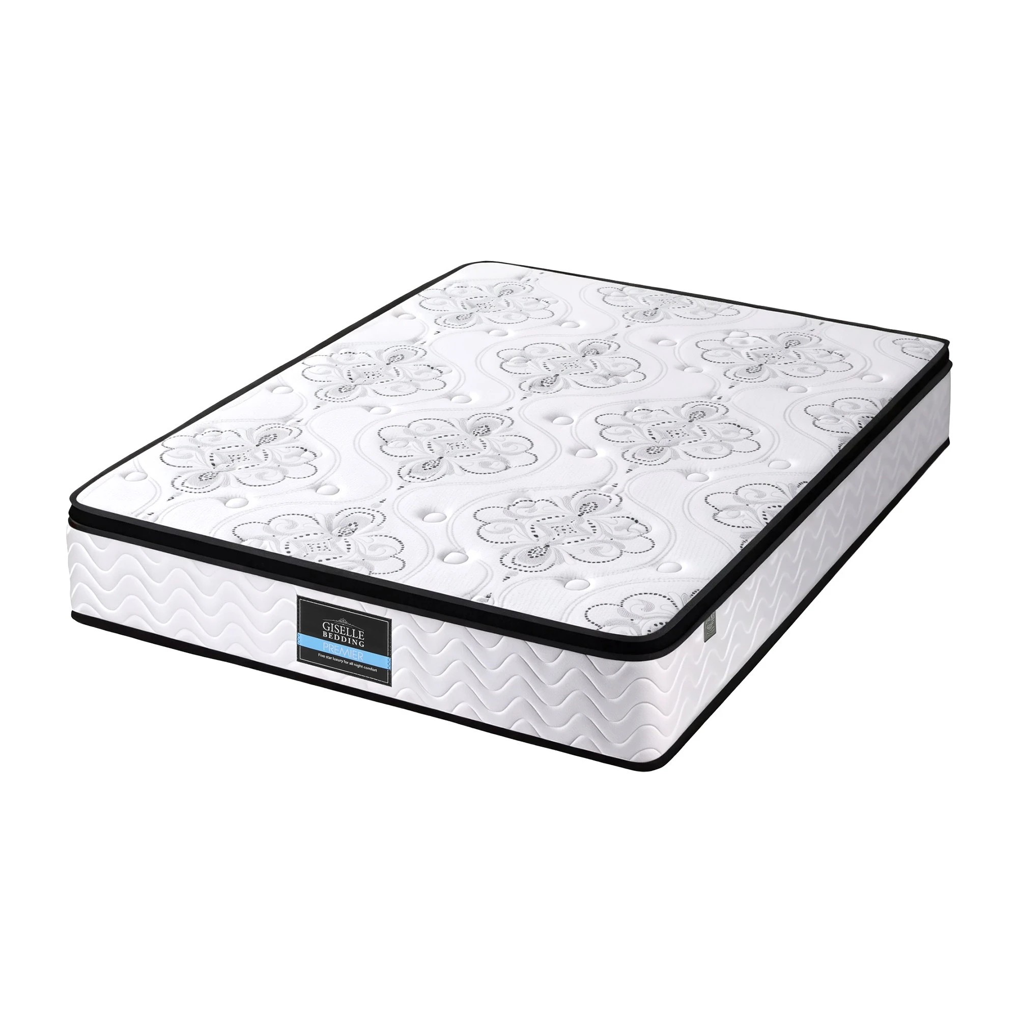 1 Giselle Bedding King Mattress 30cm Pocket Spring Euro Top Medium Firm - King Bed - White, 1 of 3