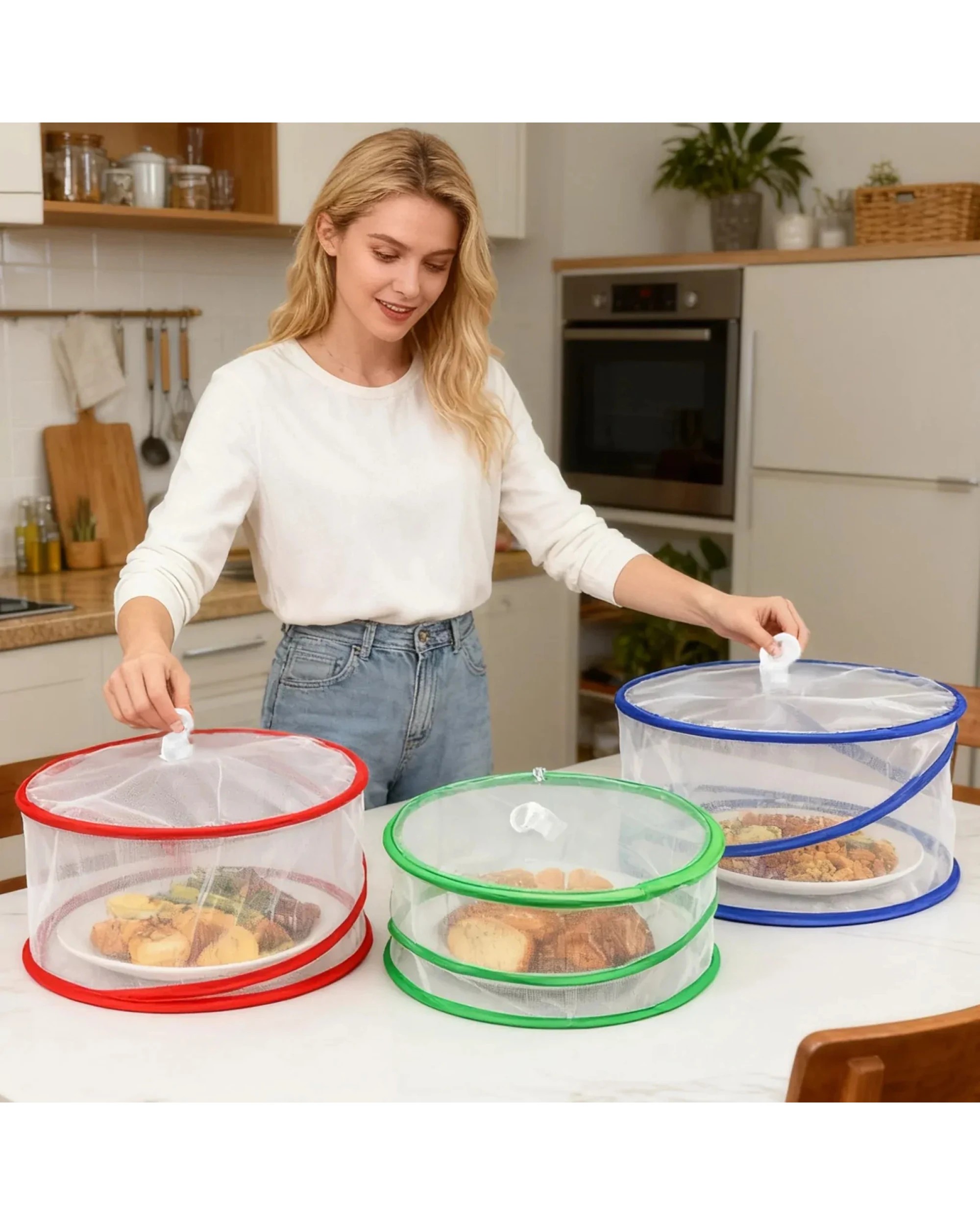 7 BR Home 3pcs POP UP FOOD COVERS Camping Picnic BBQ Kitchen Insect Protectors Food Net, 7 of 10