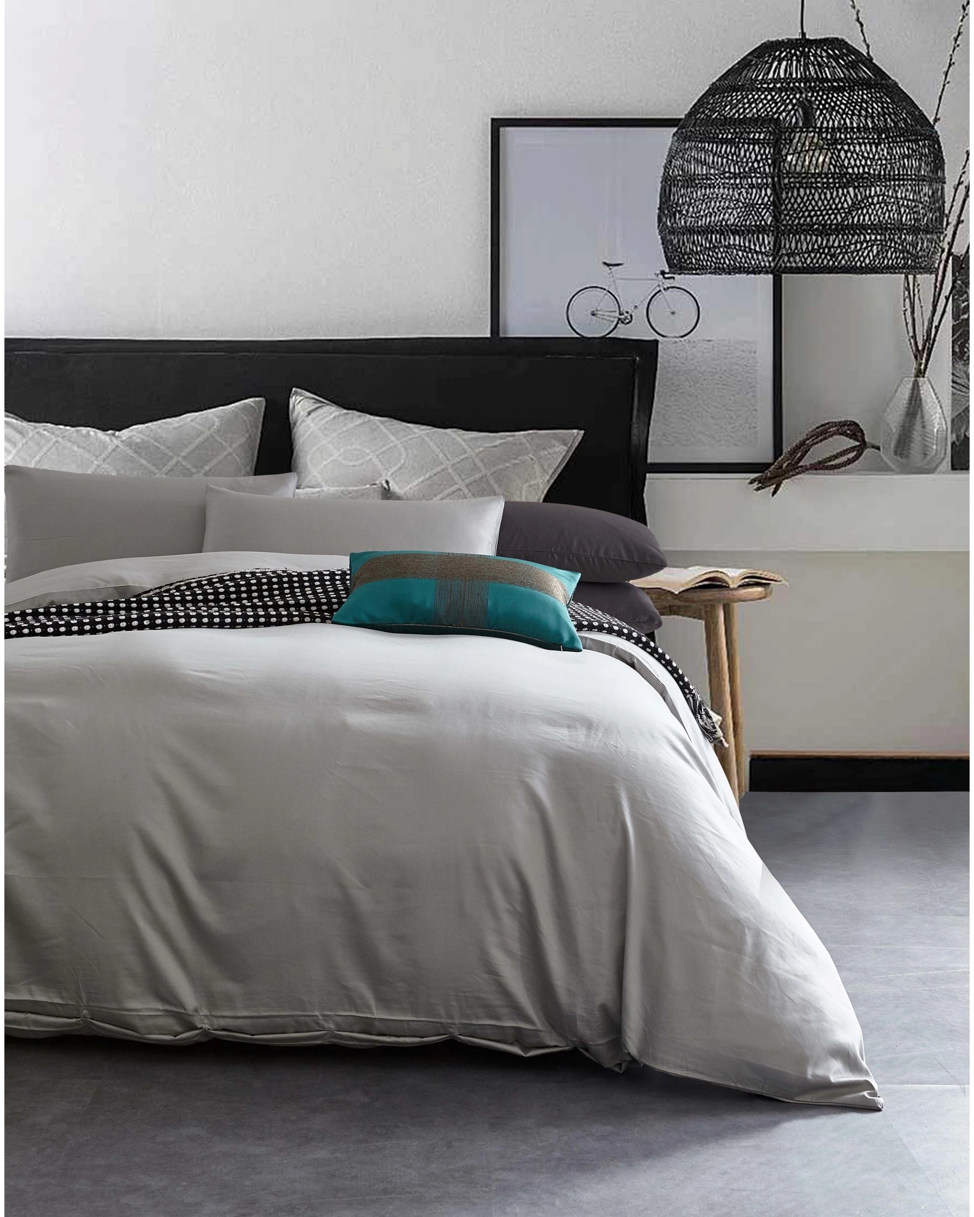 2 Cotton More 100% Cotton 650TC Quilt Cover Set King Plain - Grey, 2 of 7