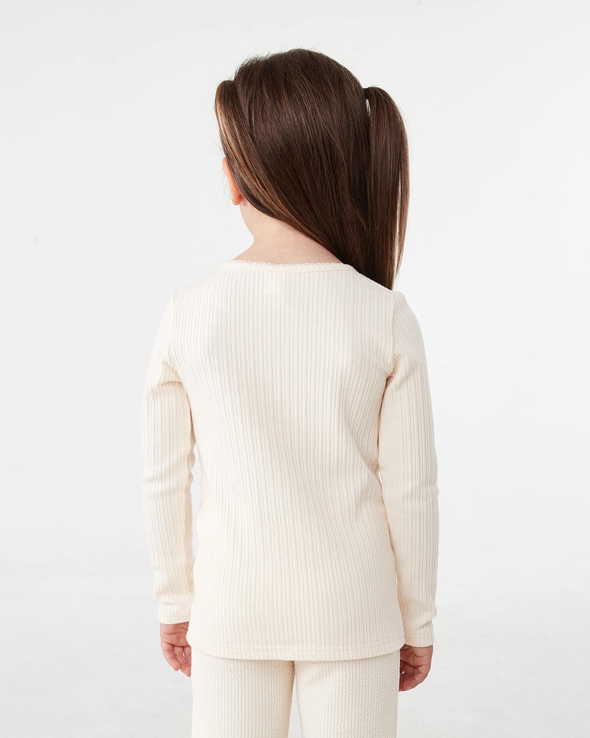 2 Long Sleeve Pointelle T-shirt Butter Bge, 2 of 7