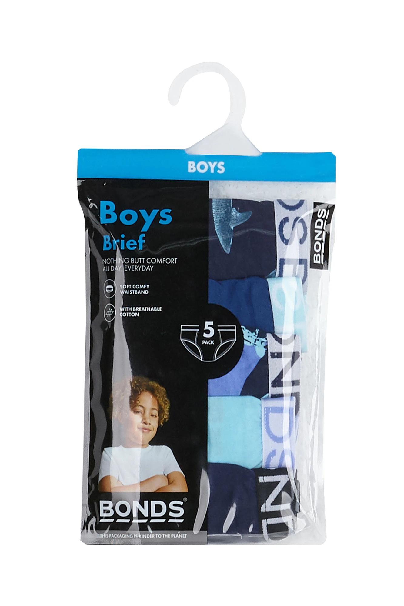 3 Bonds Boys Briefs 5 Pack BLUE SHARK, 3 of 5