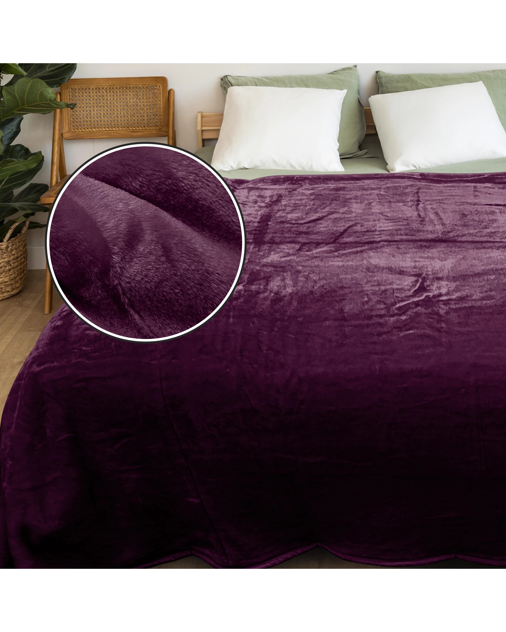 4 Laura Hill 3m X 3m Xl Faux Mink Blanket Double-sided Soft Plush Bed Oversized Throw Rug Purple
 - Super King Bed, 4 of 10