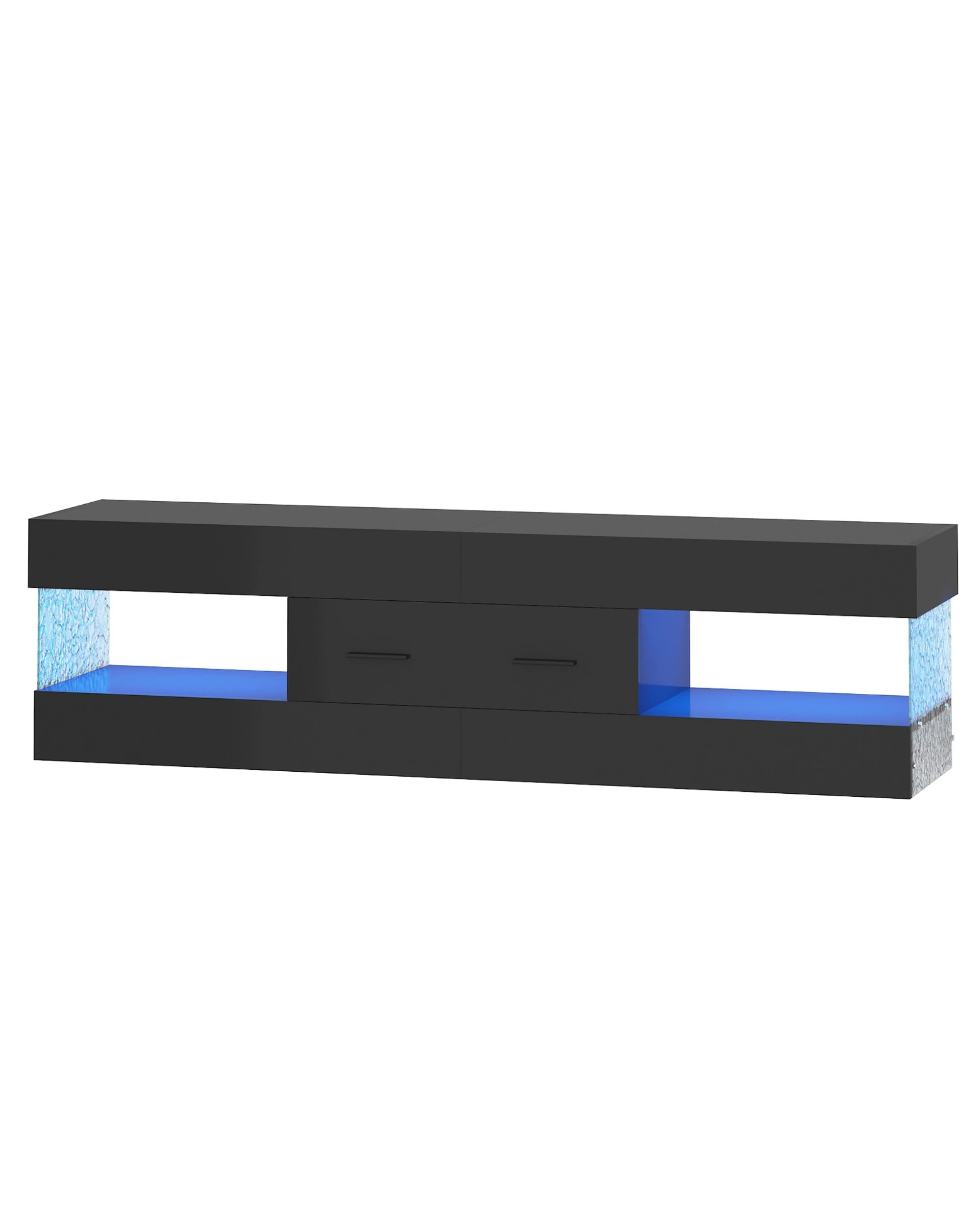 1 Advwin 152cm TV Cabinet LED Entertainment Unit Stand w/ Water Corrugated Side Panels & Drawer, 1 of 8