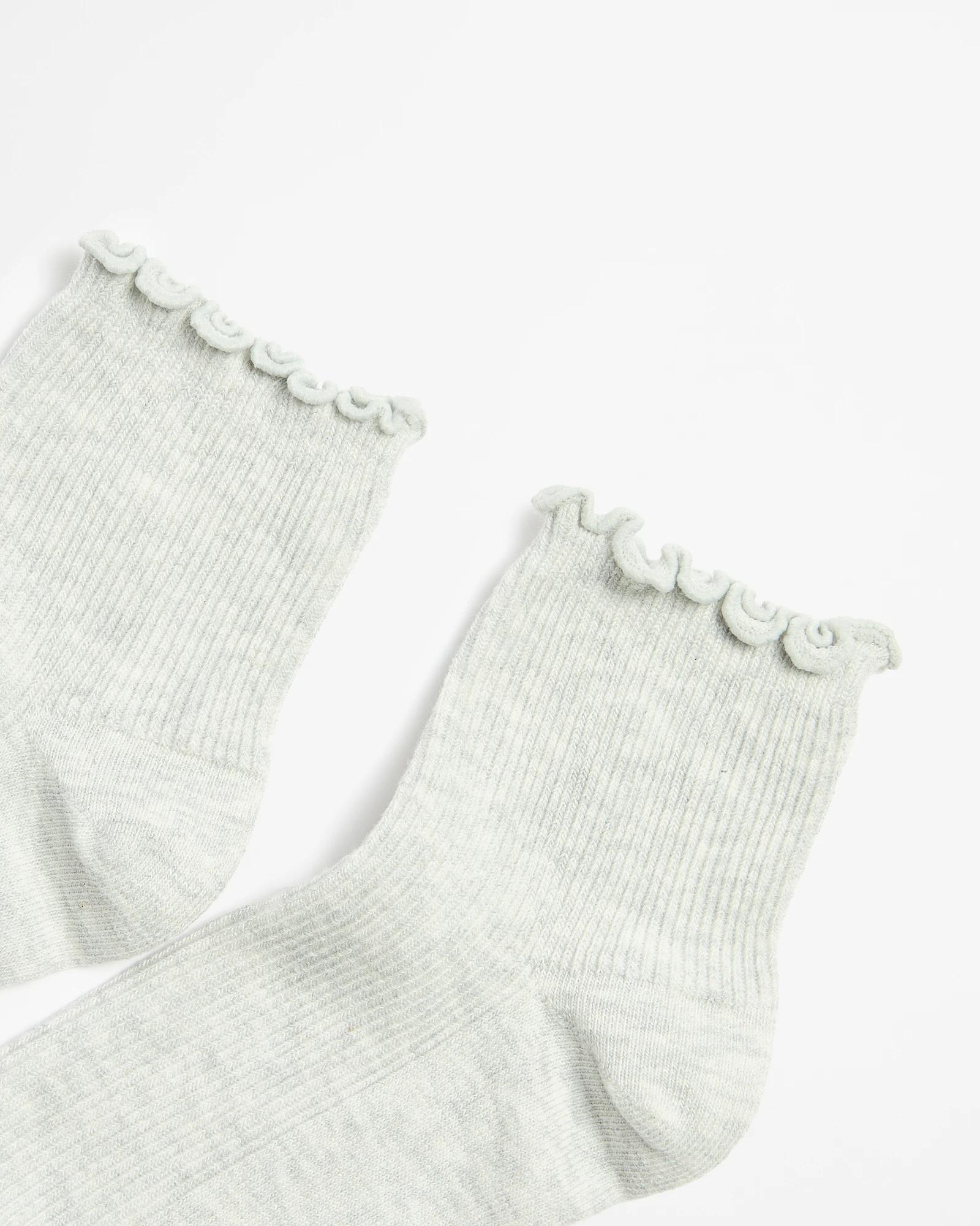 2 Target Australian Cotton Blend Frill Quarter Crew Socks GREY MARLE, 2 of 3