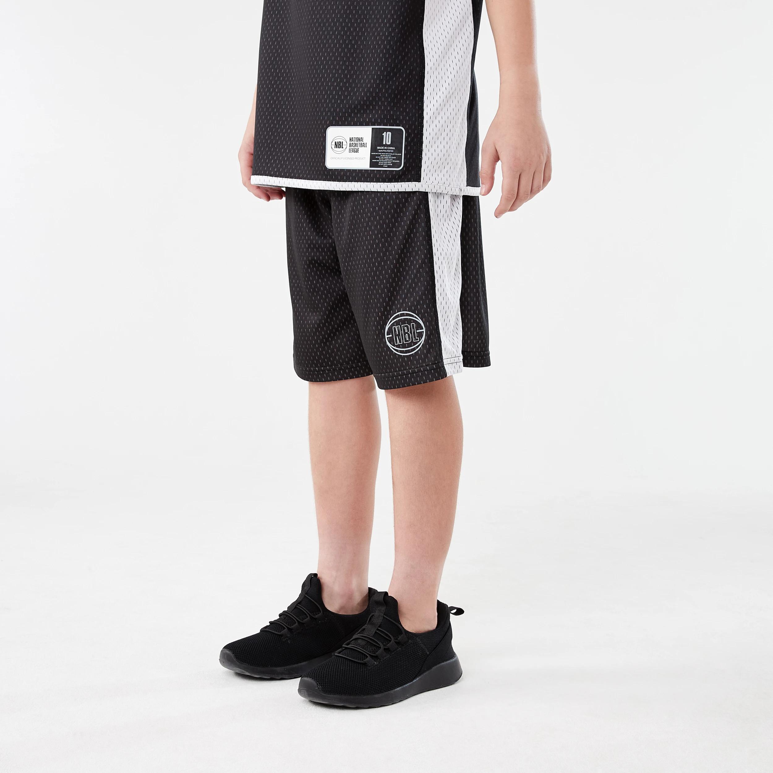 2 Official Kids NBL Basketball Mesh Shorts BLACK WHITE, 2 of 7