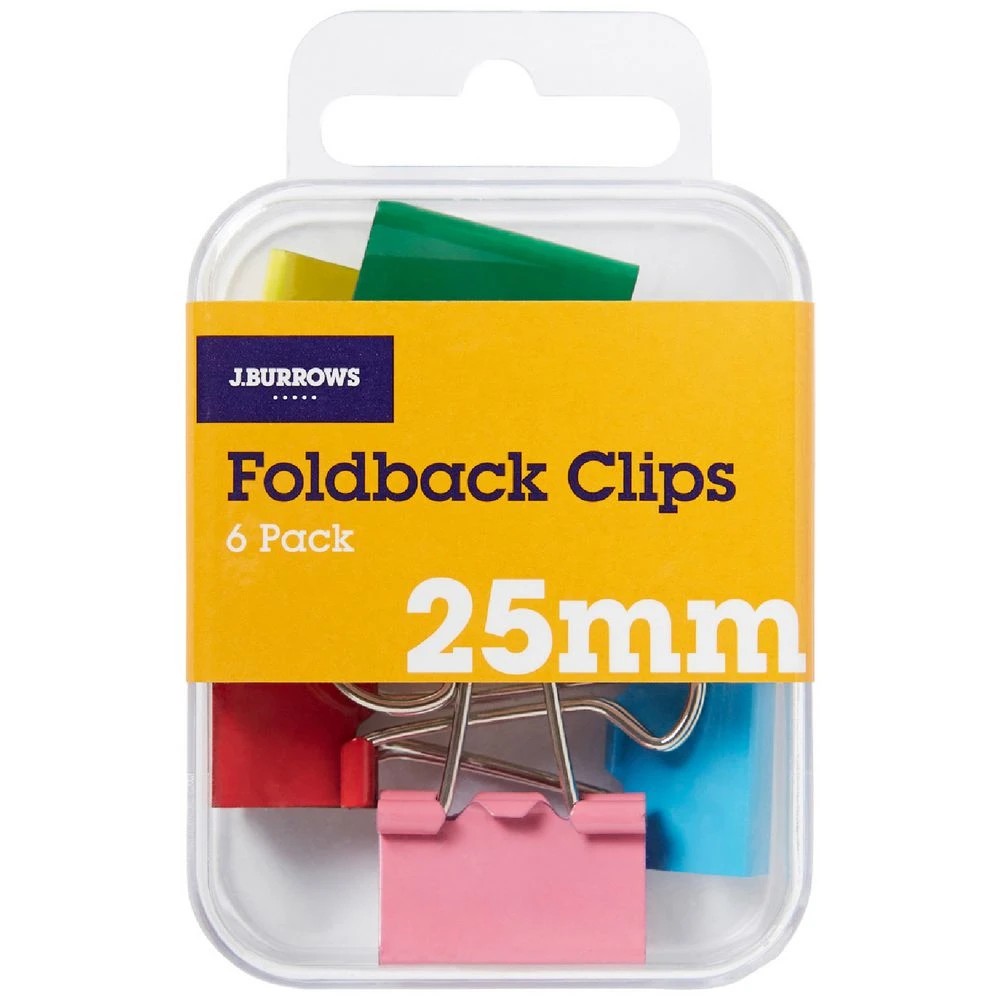 2 J.Burrows 25mm Foldback Clips Assorted 6 Pack, 2 of 3