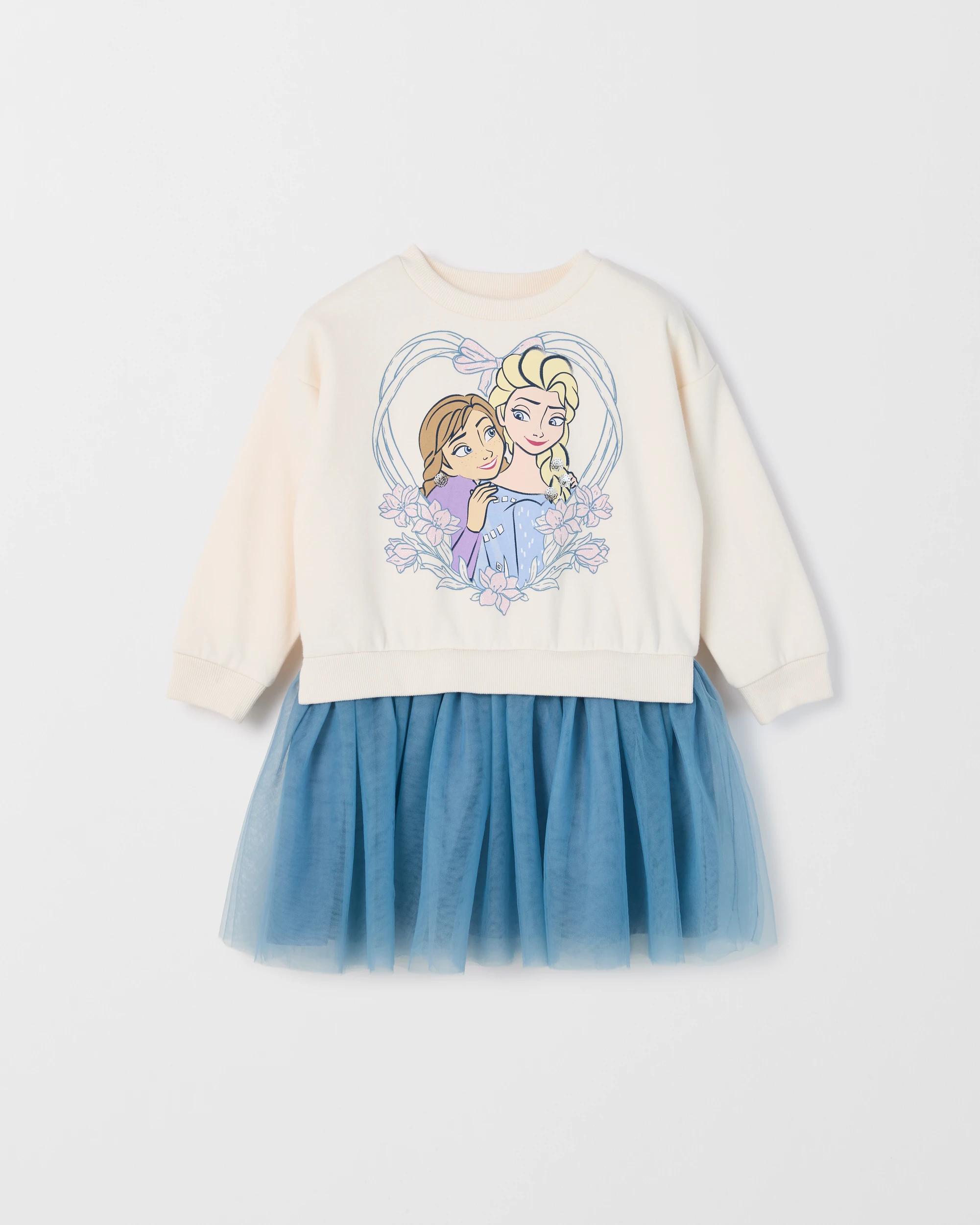 1 Disney Frozen Long Sleeve Knit Tulle Dress , 1 of 3