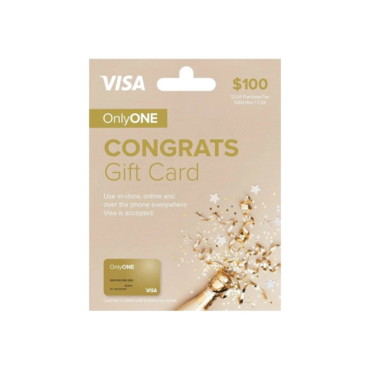 1 Only One VISA $100 Congrats Gift Card