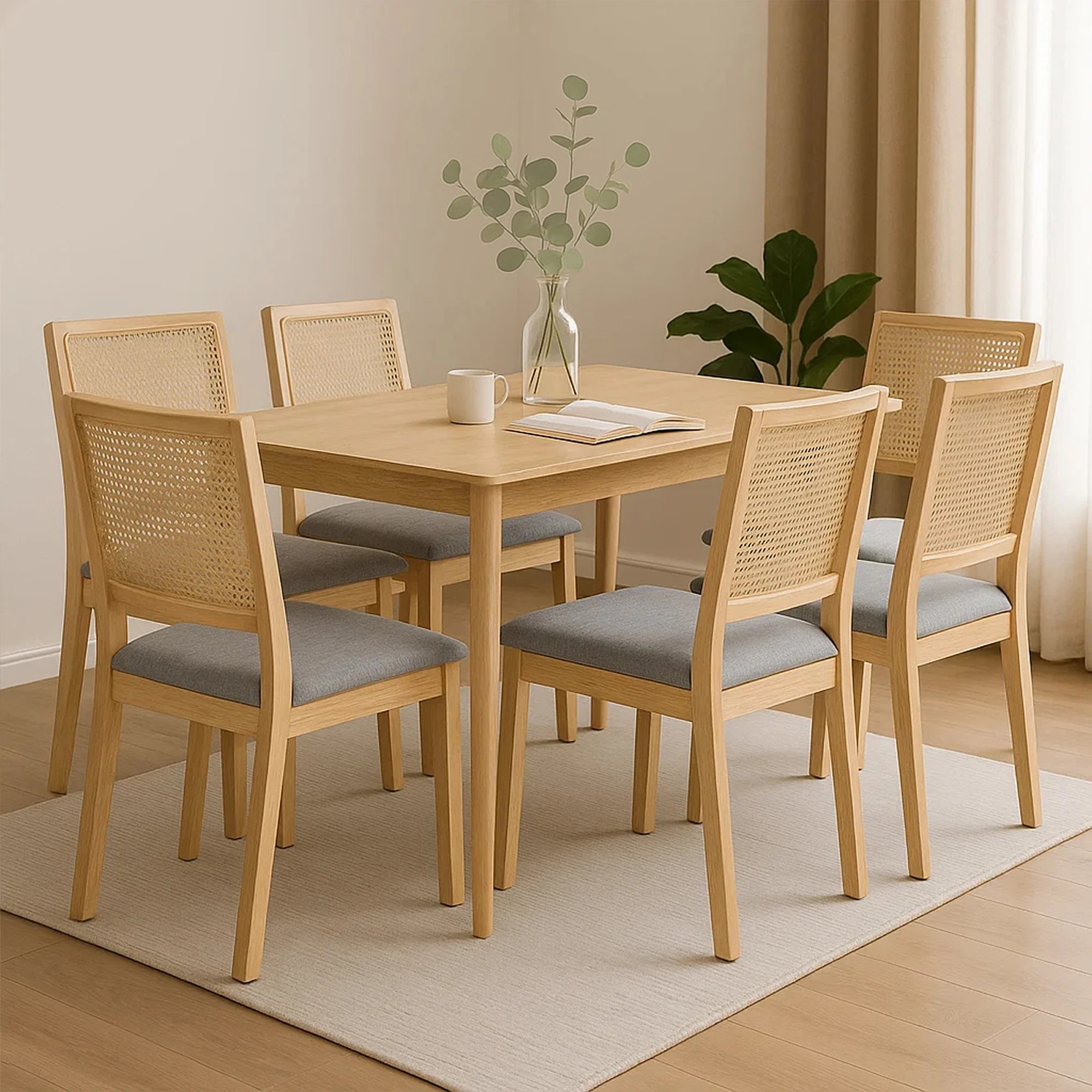 8 Levede 6x Cane Dining Chairs Rattan - Natural, 8 of 9
