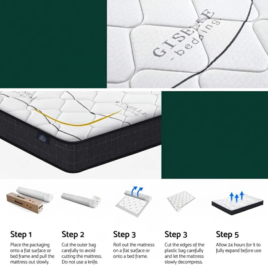 7 Giselle Bedding 16cm Mattress Medium Firm King - King Bed - Multi, 7 of 7