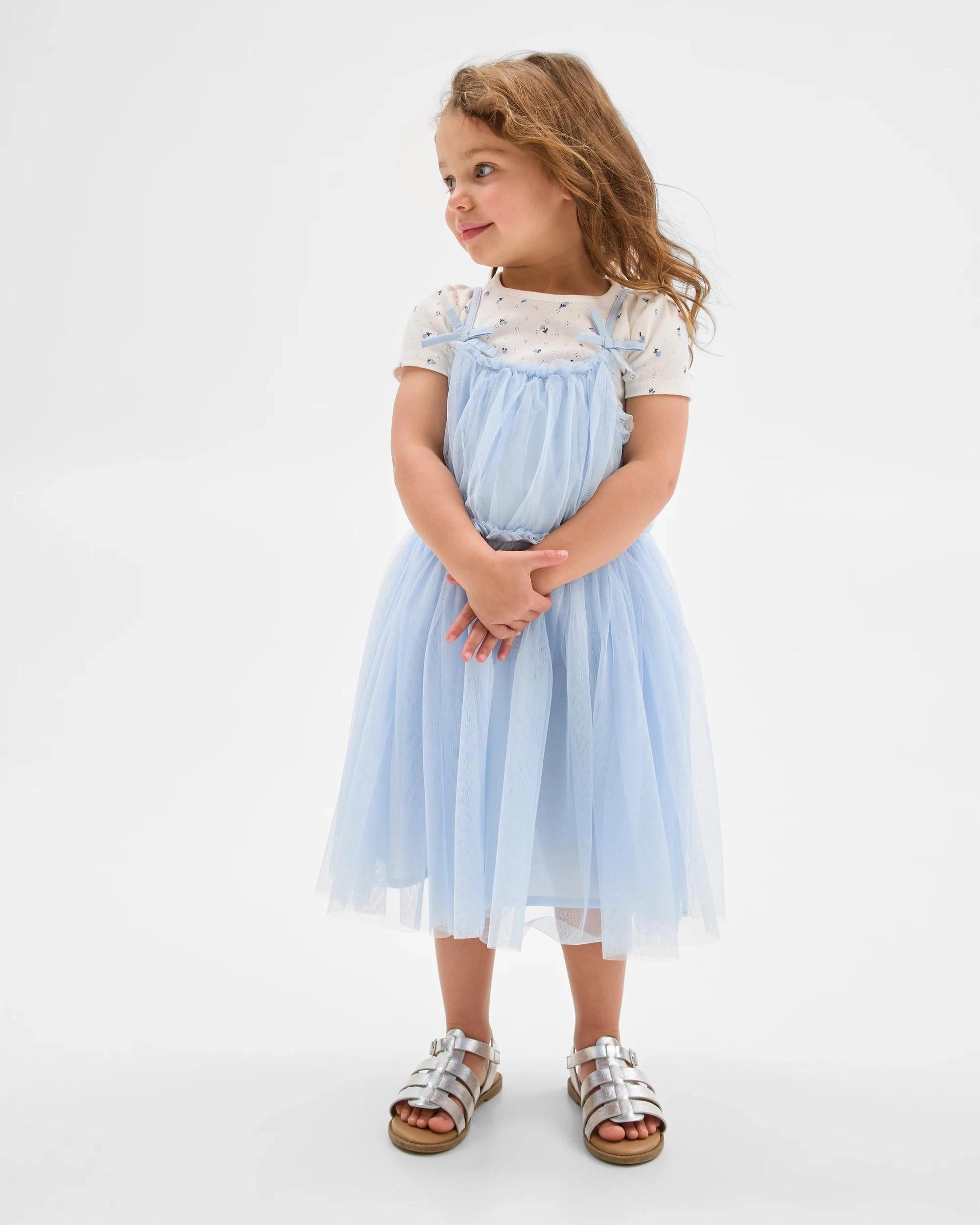 1 Target Tulle Dress and Pointelle T-Shirt Set 2 Piece BLUE, 1 of 5