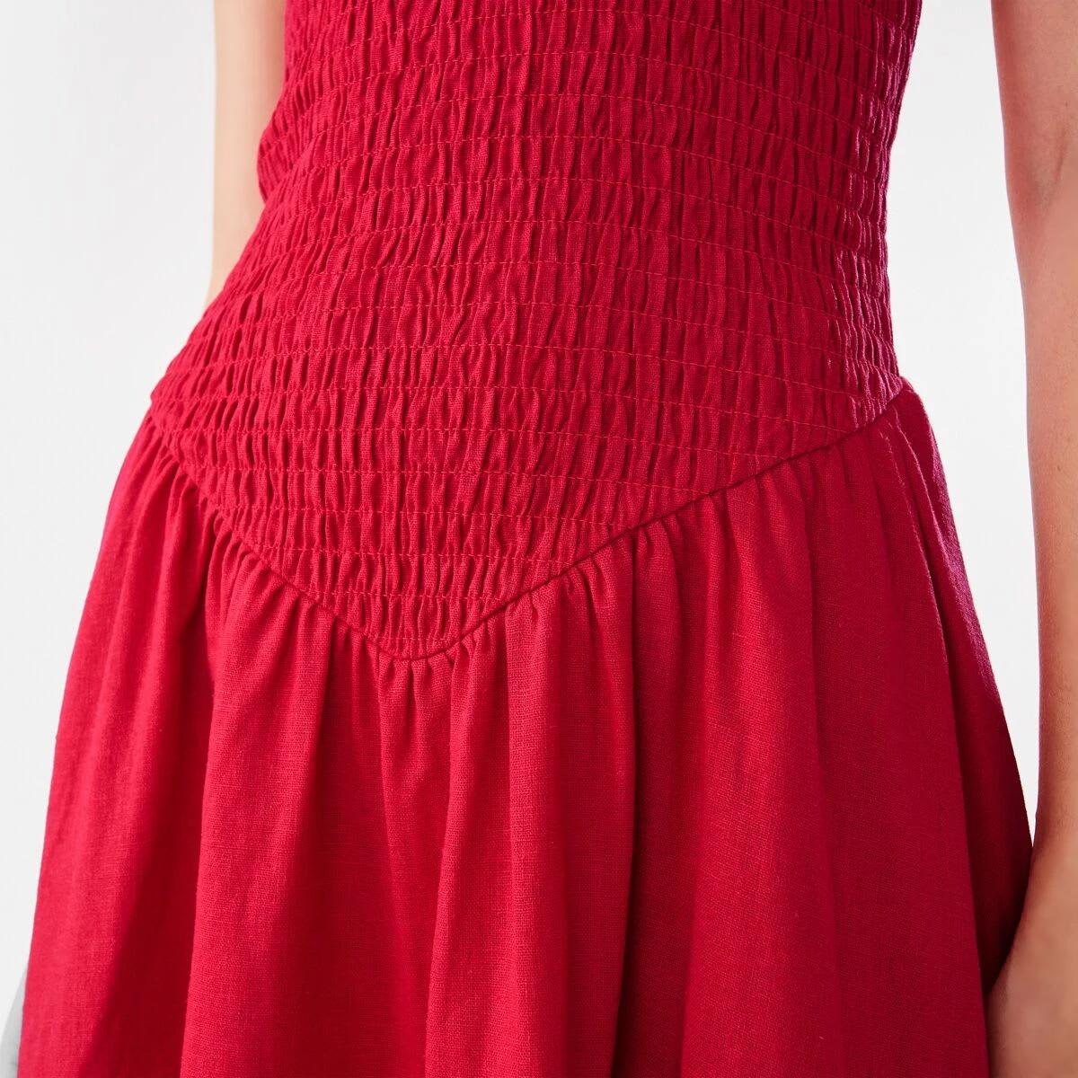 7 Sleeveless Shirred Bodice Mini Dress STRAWBERRY, 7 of 8