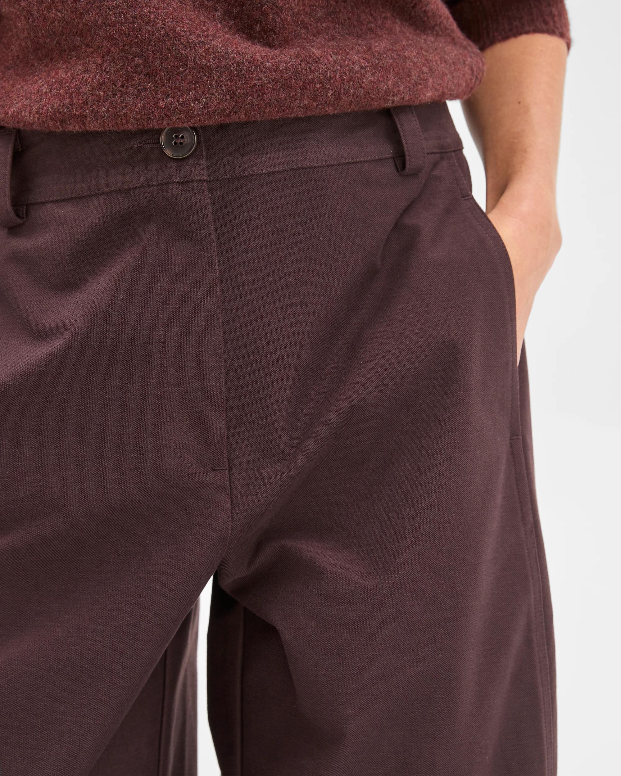 5 Target Woman Relaxed Forward Seam Barrel Leg Pants CHOCOLATE PLUM, 5 of 6