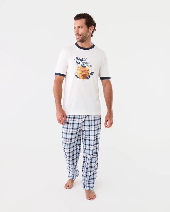 Short Sleeve Print Long Pants Pyjama Set
