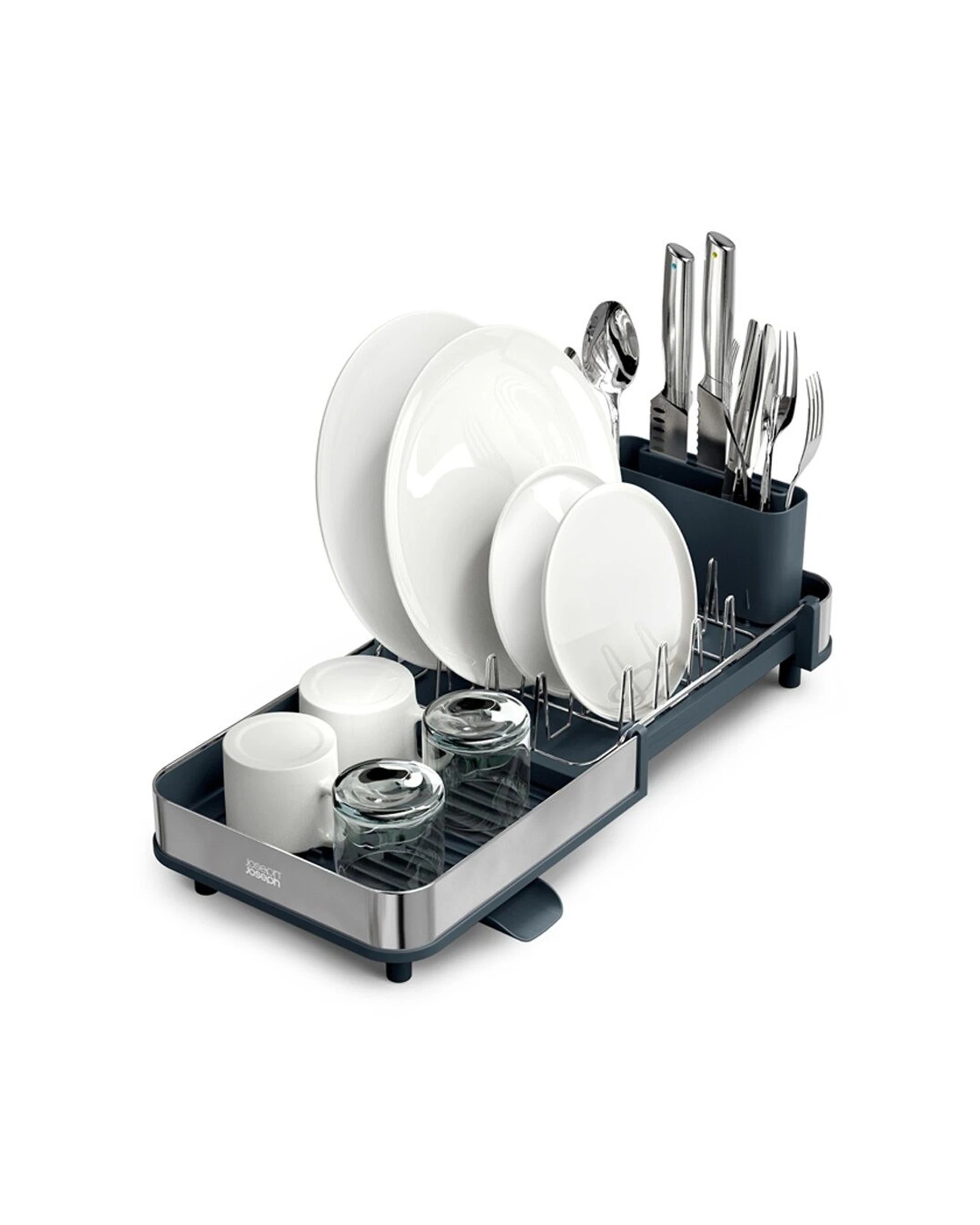 5 Joseph Joseph Expandable Slim Steel Kitchen Dish Rack With Drain Spout - Grey, 5 of 7