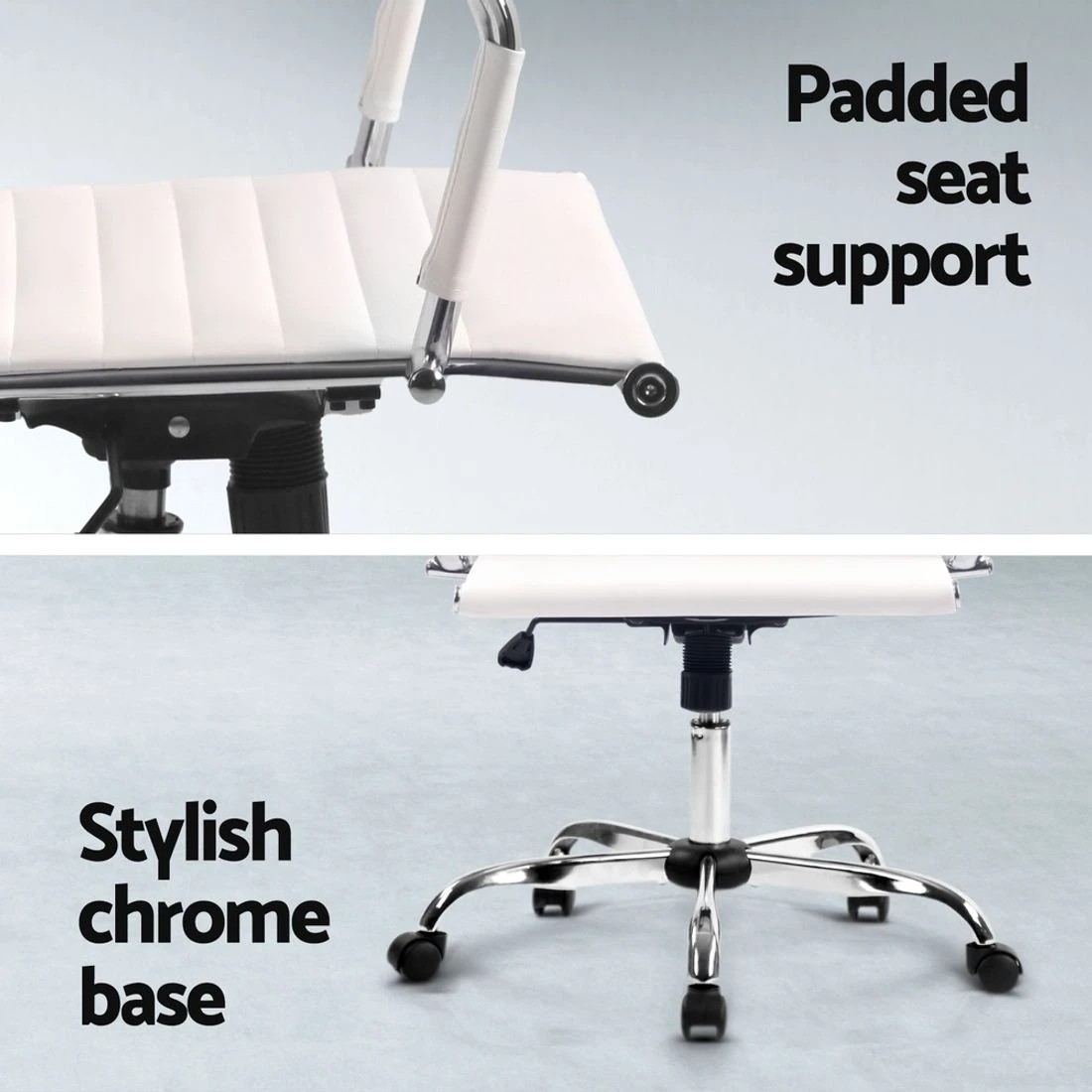 7 Artiss Office Chair Conference Chairs PU Leather Mid Back - White, 7 of 8