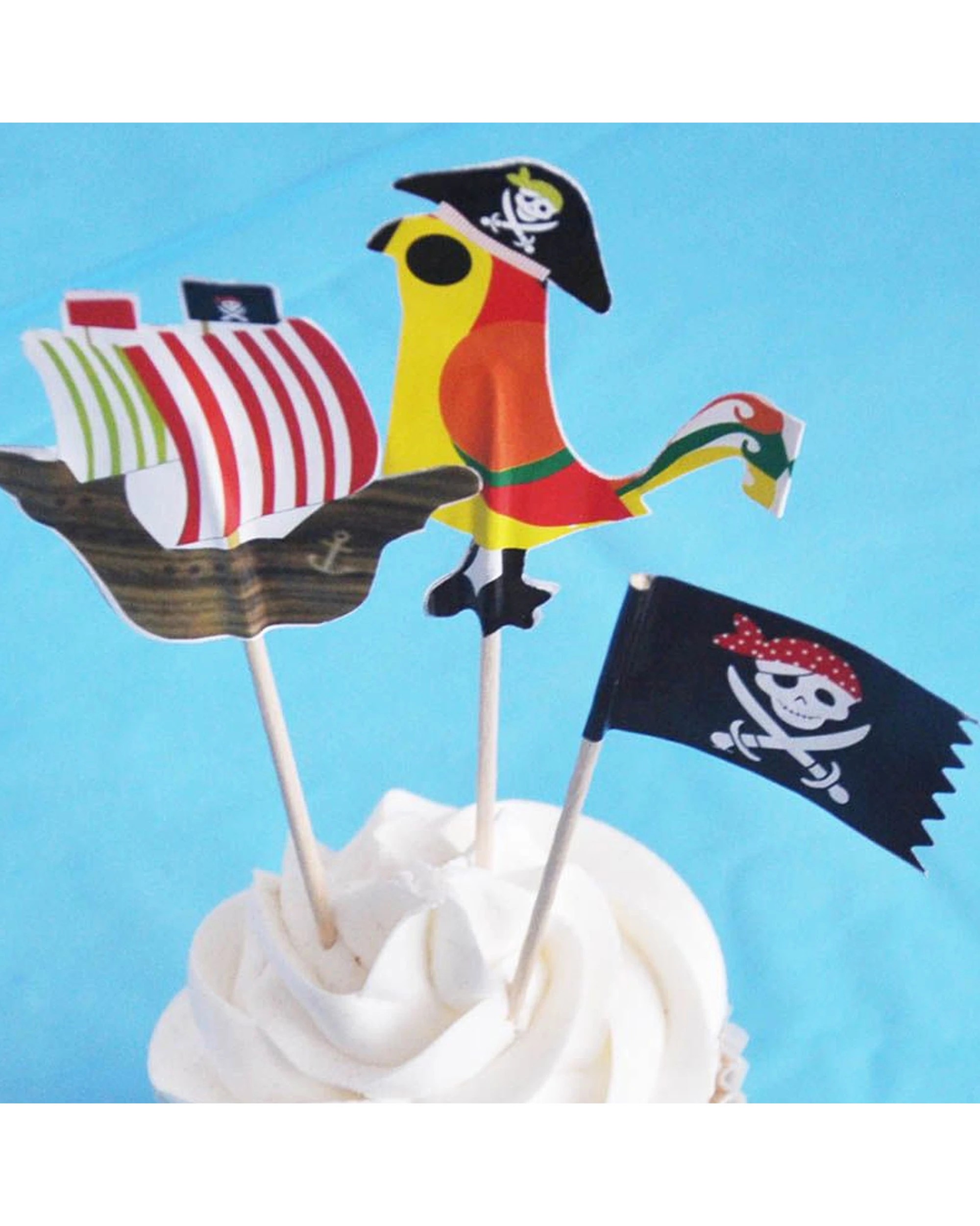 4 Party Maker Pirate Voyage Cupcake Picks Pack of 20, 4 of 4