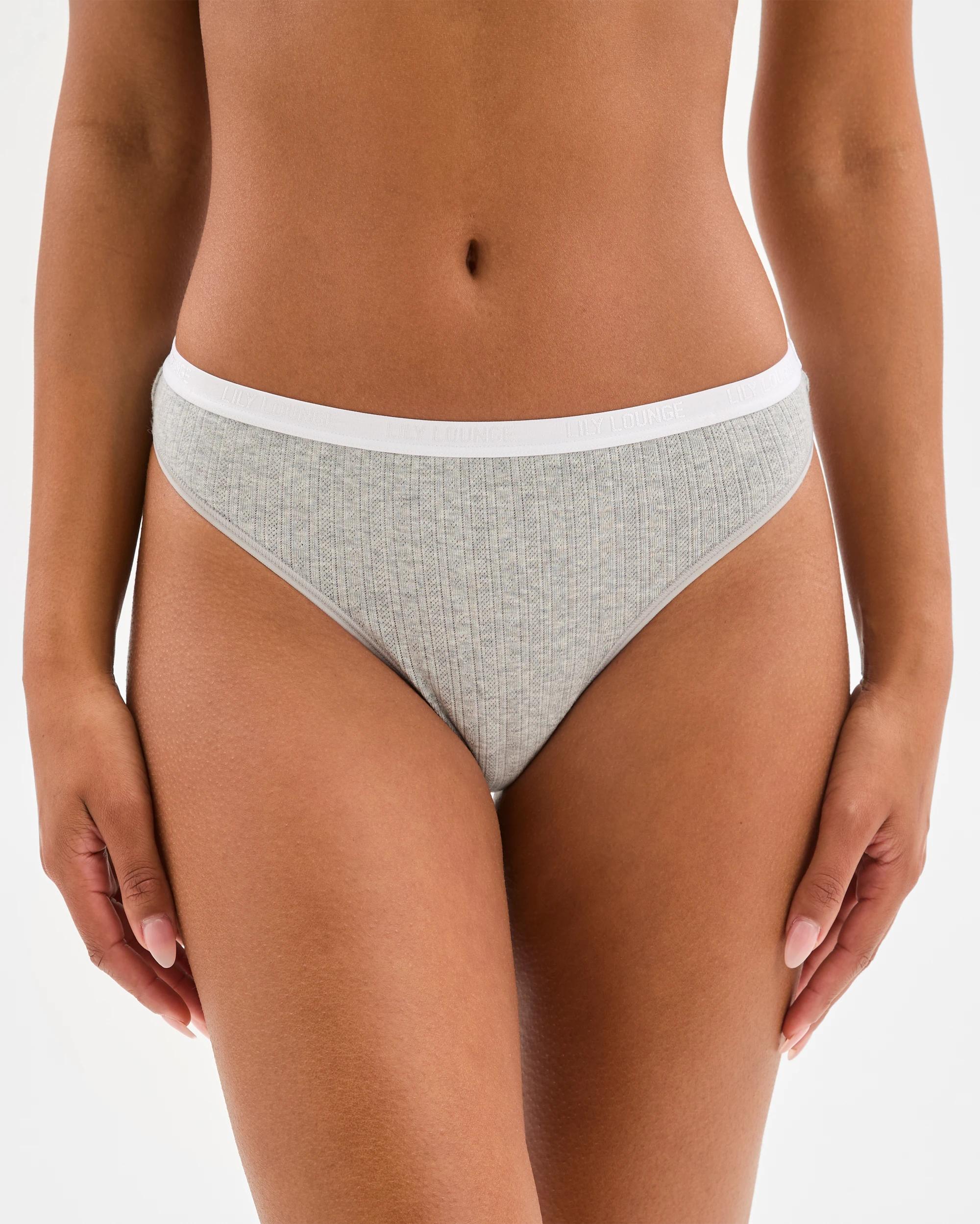 3 Lily Loves Australian Cotton Pointelle G-String Briefs 2 Pack - Lily Love GREY, 3 of 3