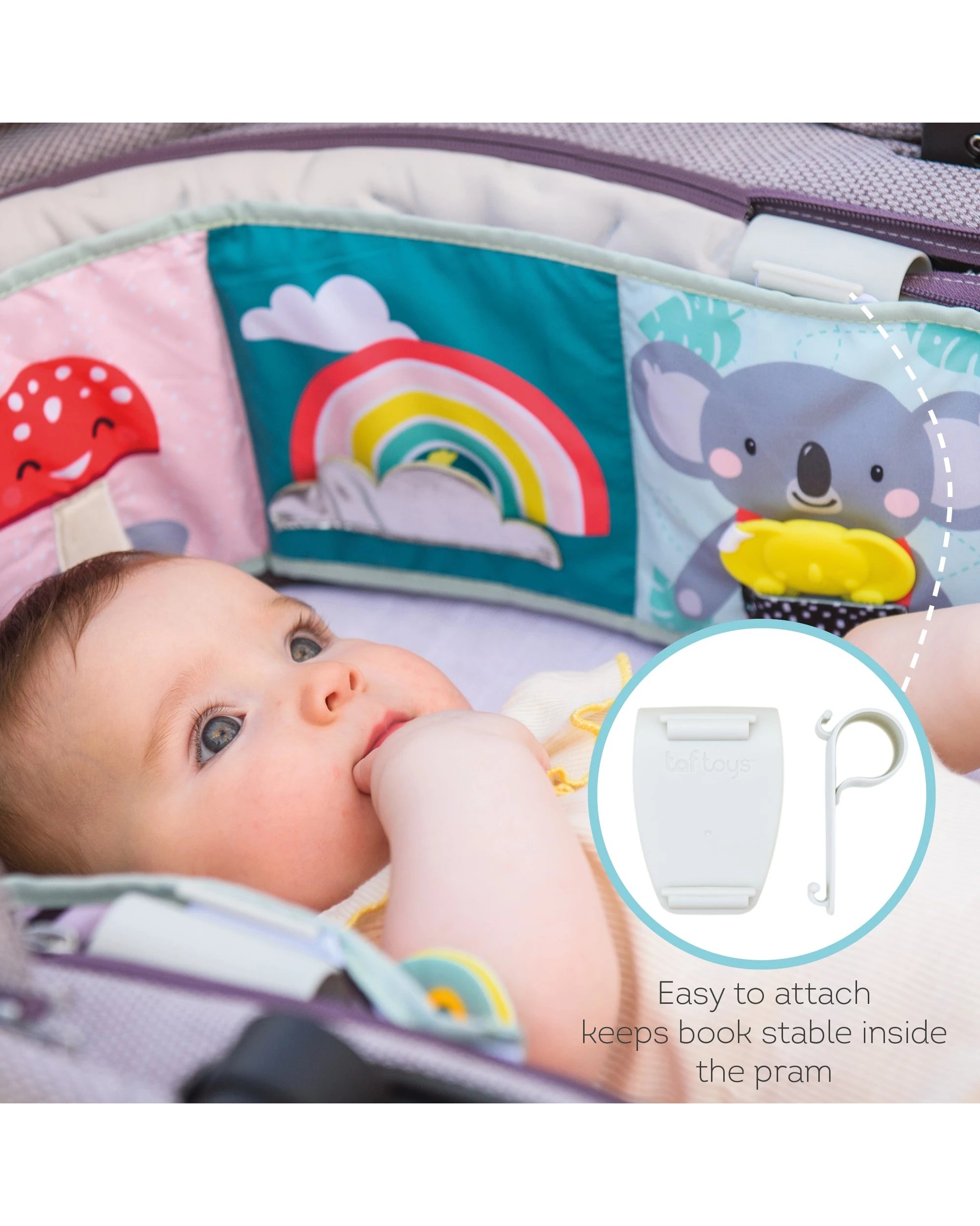 3 Taf Toys Koala Clip On Pram Book Baby-Safe Mirror Joey Teether 15x85cm - Multi, 3 of 6