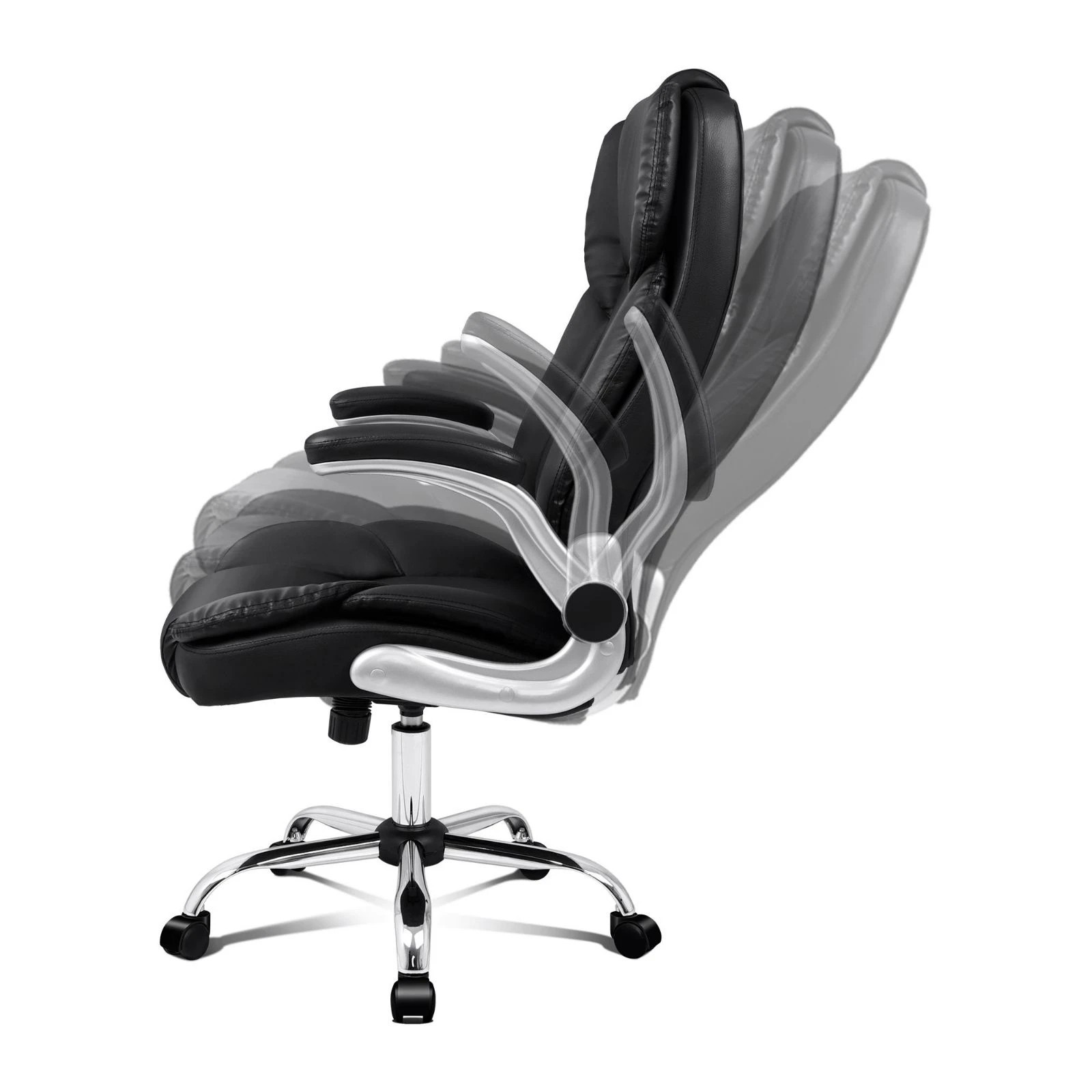 7 Alfordson Office Chair Executive Computer Gaming Racer PU Leather Work Seat - Black, 7 of 10