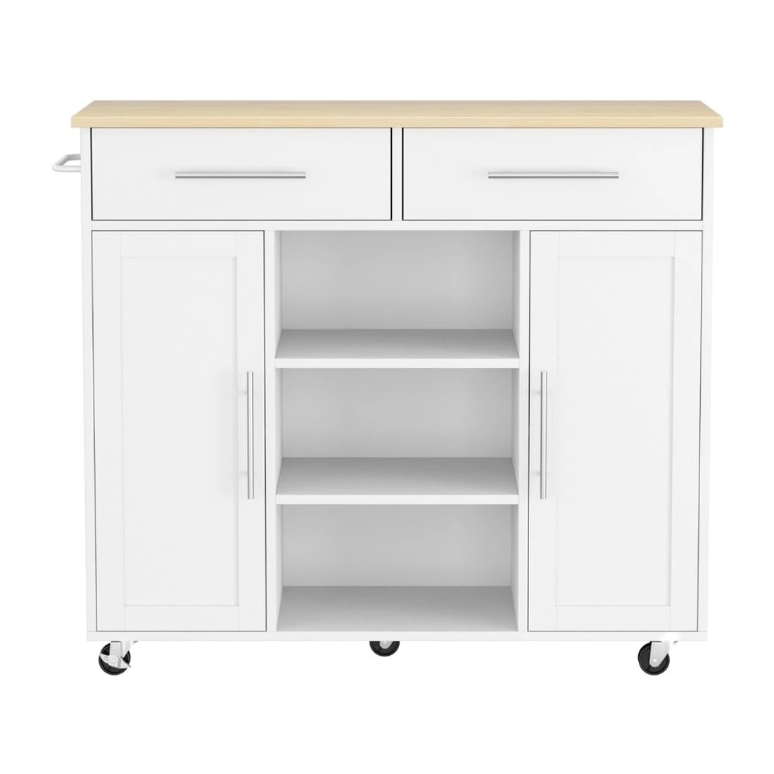 2 Artiss Kitchen Island Trolley Rolling Serving Cart Storage Drawer Cabinet 100cm - White, 2 of 5