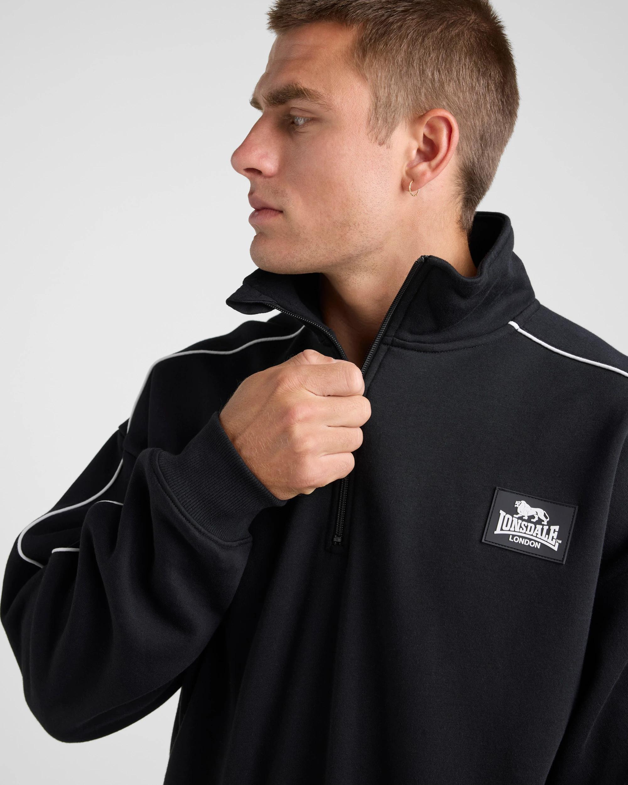 3 Lonsdale London Relaxed Sport Quarter Zip BLACK, 3 of 6