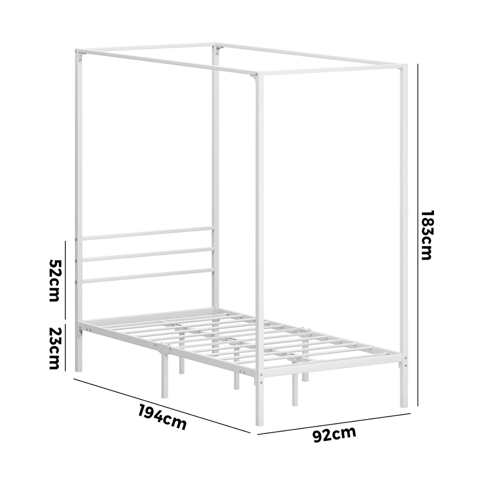 9 Oikiture Metal Canopy Bed Frame Single Size Beds Platform
 - White, 9 of 9