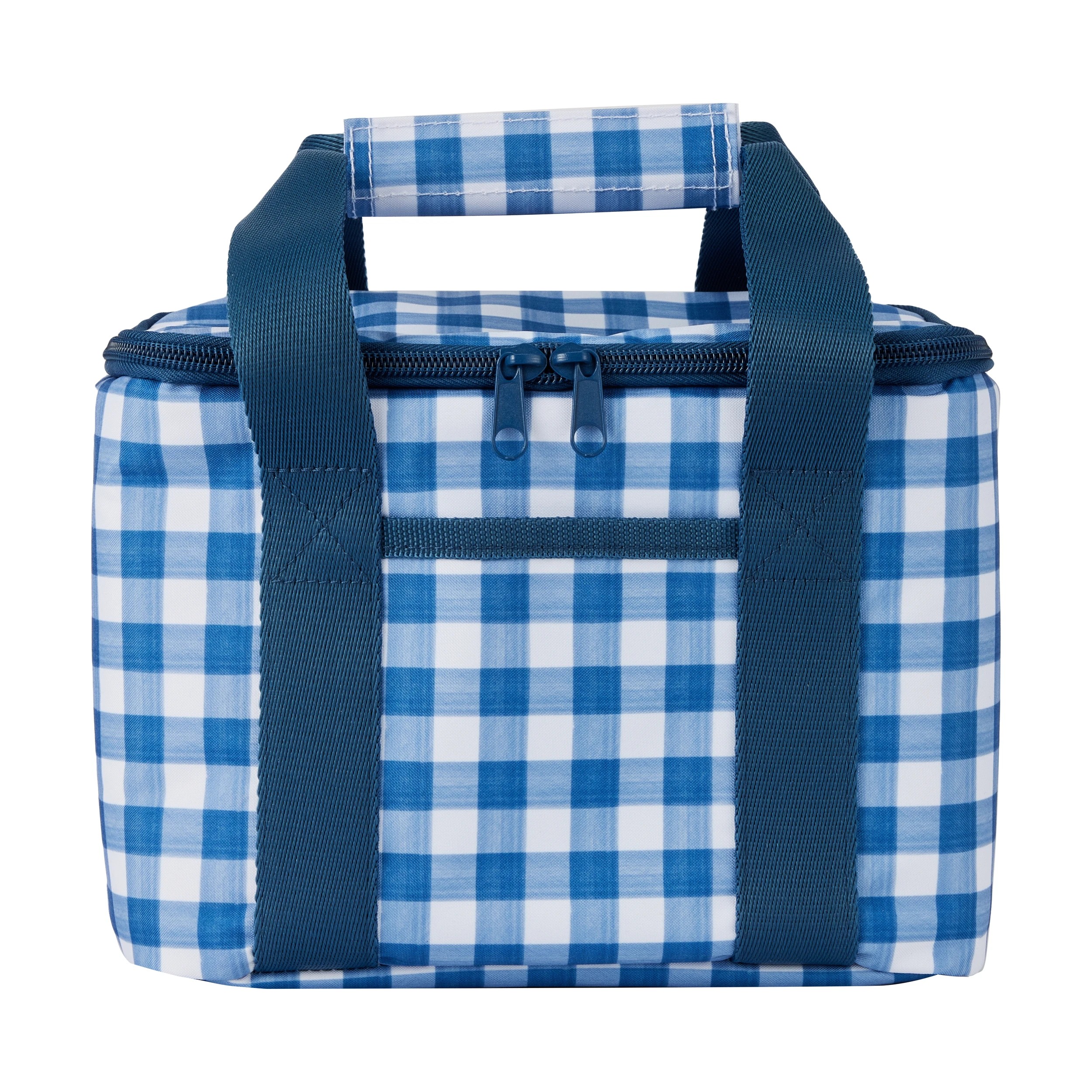 1 Blue Check Twin Handle Lunch Bag, 1 of 3