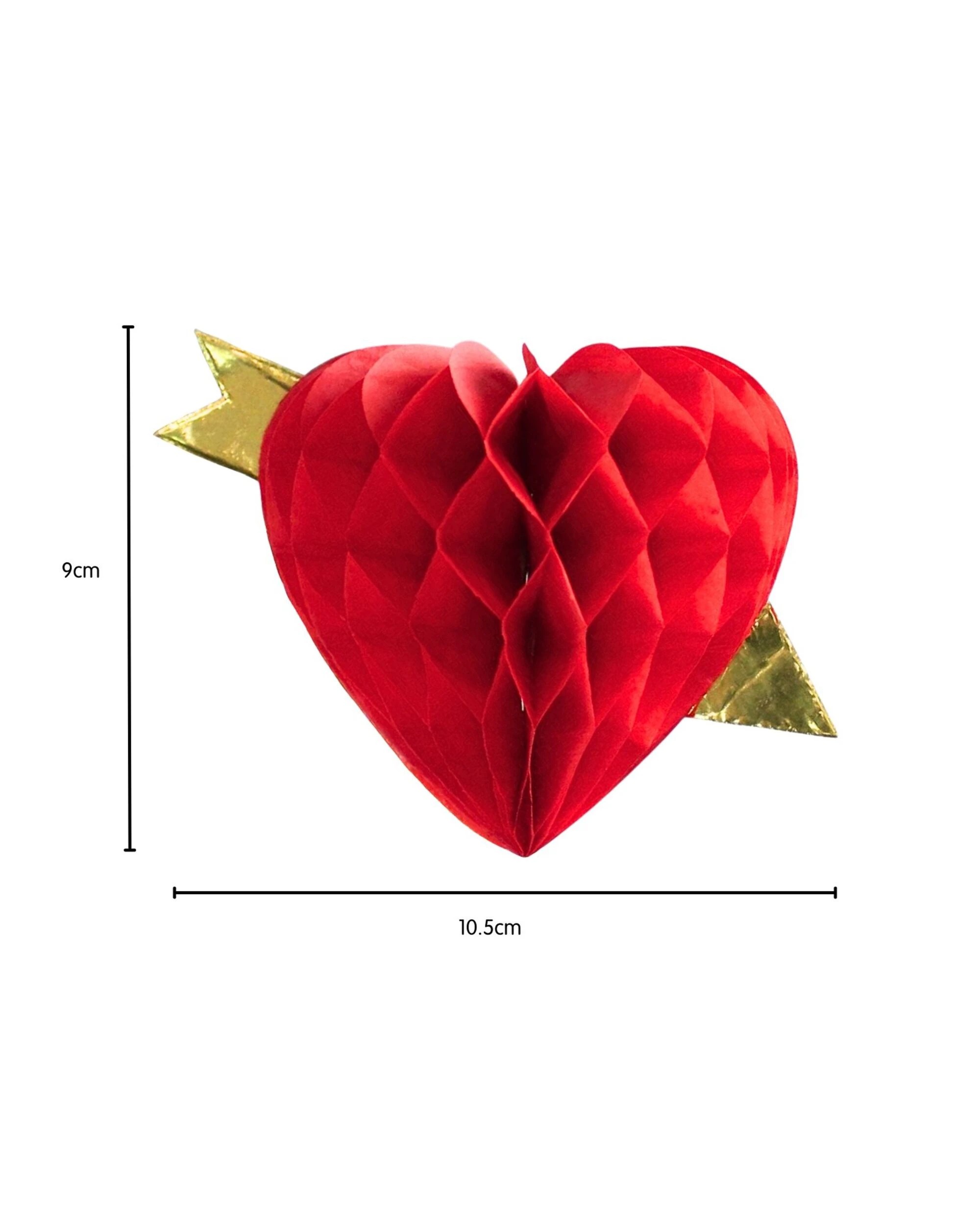 2 Widmann Red Heart and Gold Arrow Honeycomb Hanging Decoration - Multi, 2 of 4