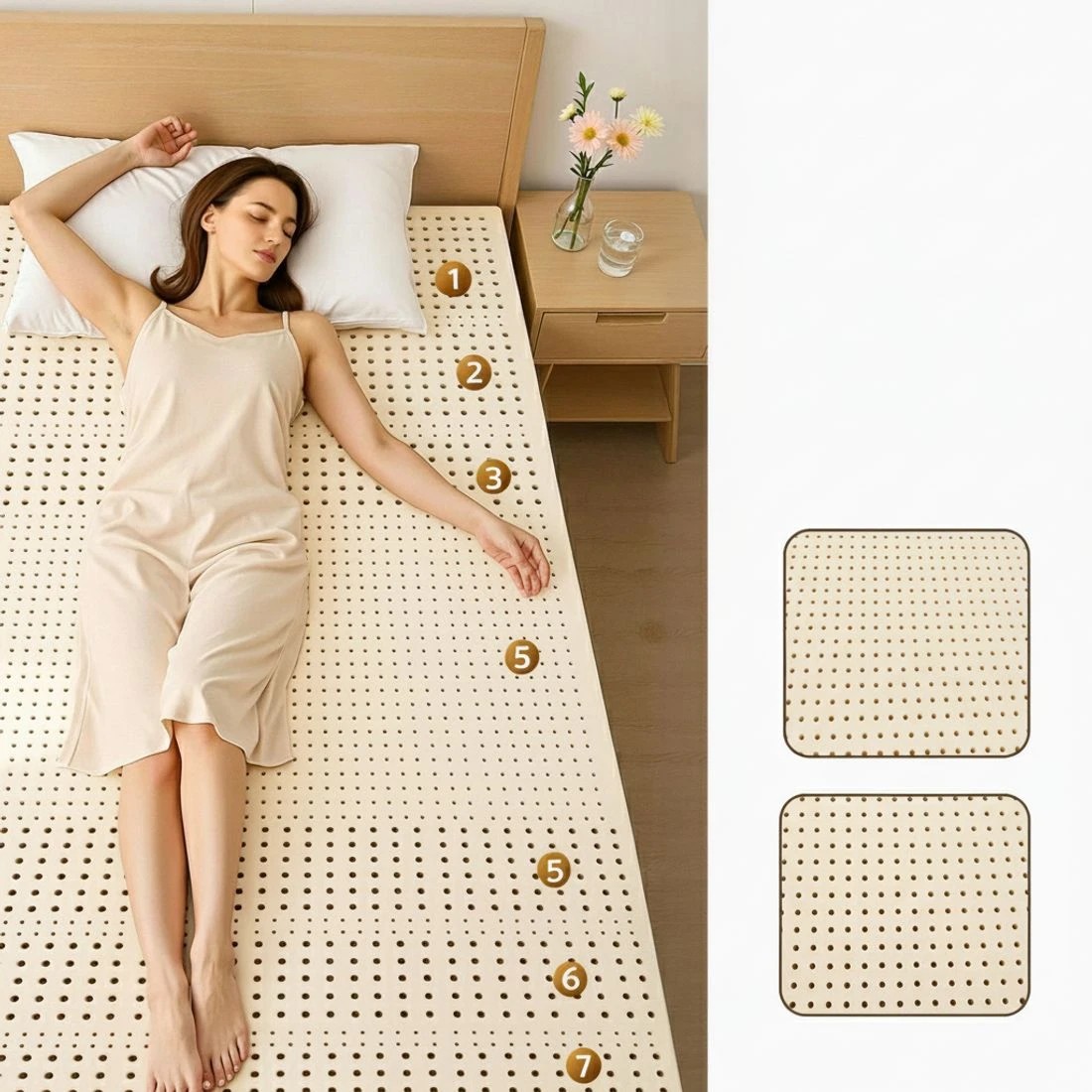 6 Giselle Bedding Latex Mattress Topper 5cm King Single - King Single Bed - Beige, 6 of 8