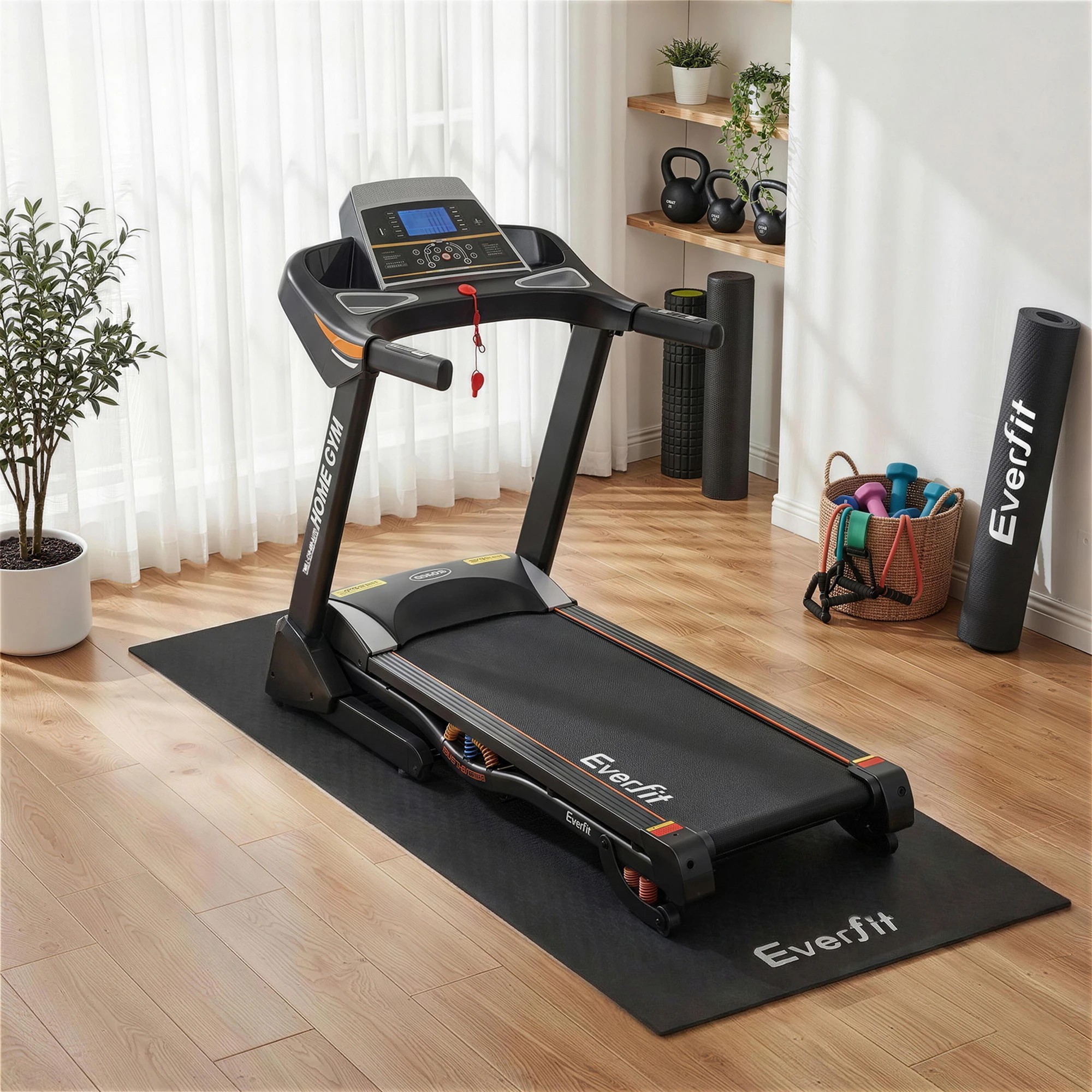 4 Everfit Exercise Equipment Mat Treadmill Floor Rug Home Gym Bike Fitness Yoga - Black, 4 of 4