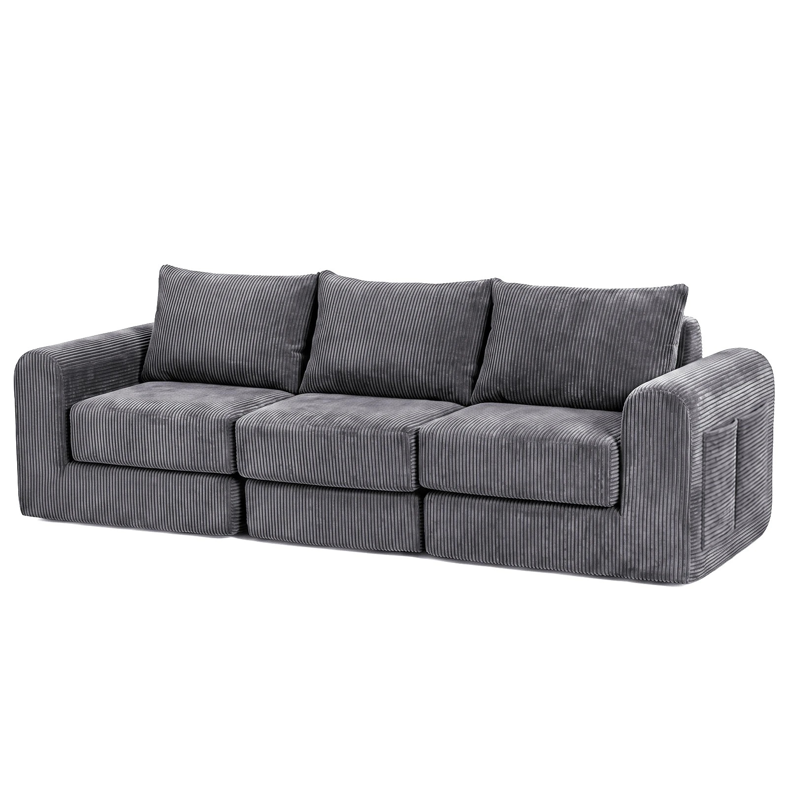 1 Advwin 235cm Modular Sectional 3 Seater Sofa Convertible Floor Sofa Bed Boneless Cloud Couch - Grey, 1 of 1