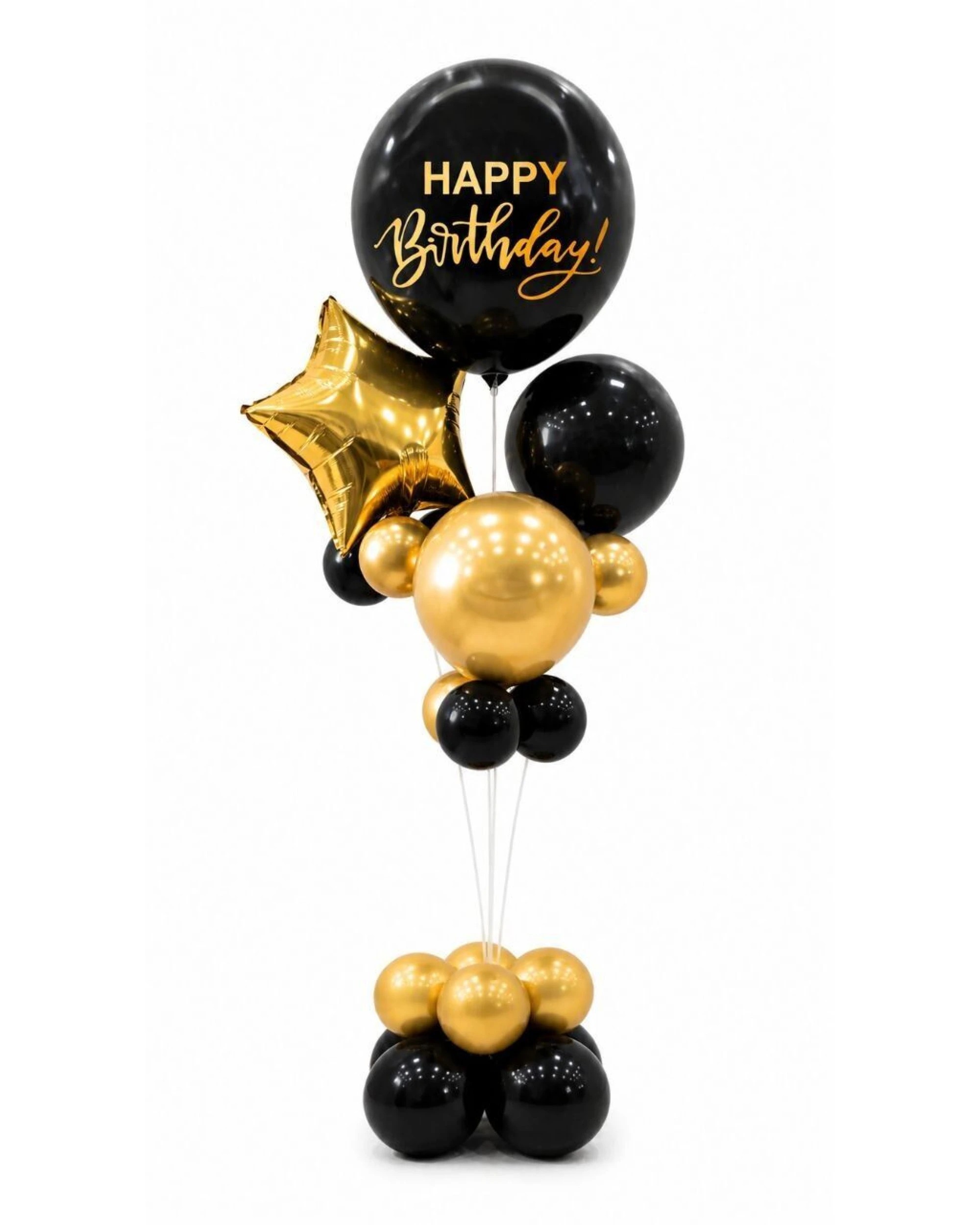 1 BR Costumes 165cm Birthday Balloon Stand Decoration Kit 21-Pieces in Gold/Black, 1 of 2
