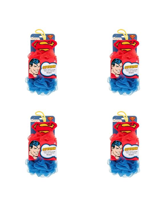 Warner Bros 4PK Superman Body Exfoliator Shower Loofah Puff Duo Set - Multi